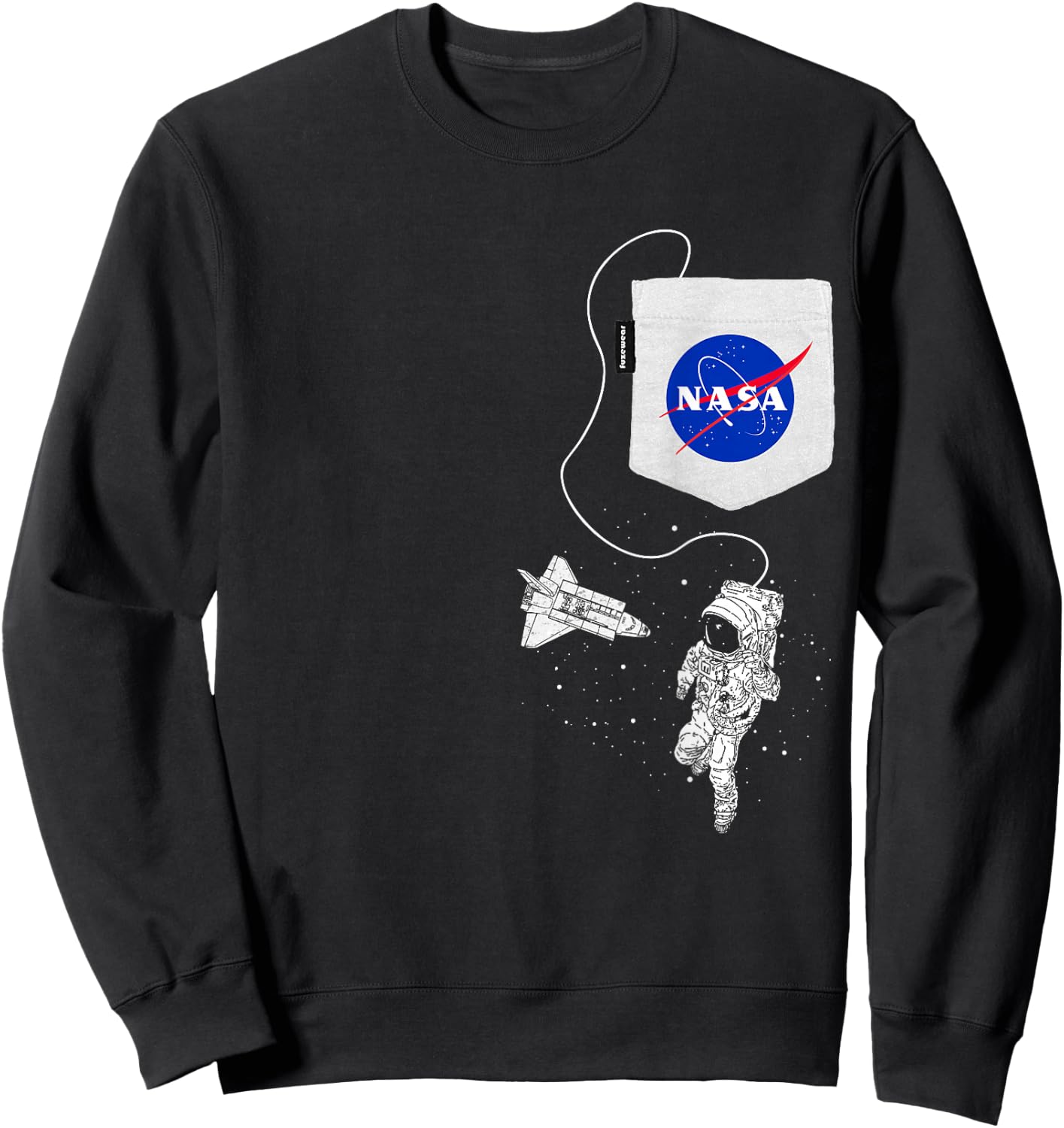 NASA Faux Pocket Astronaut Space Shuttle in Space Sweatshirt - Sweatshirt | Black