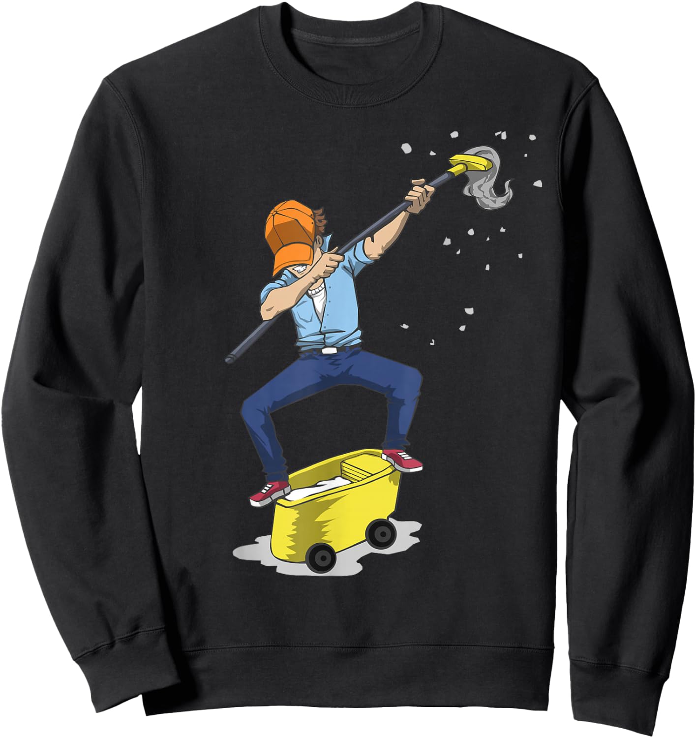 Dabbing Janitor , Funny Dancing Gift Custodian Sweatshirt - Sweatshirt | Black