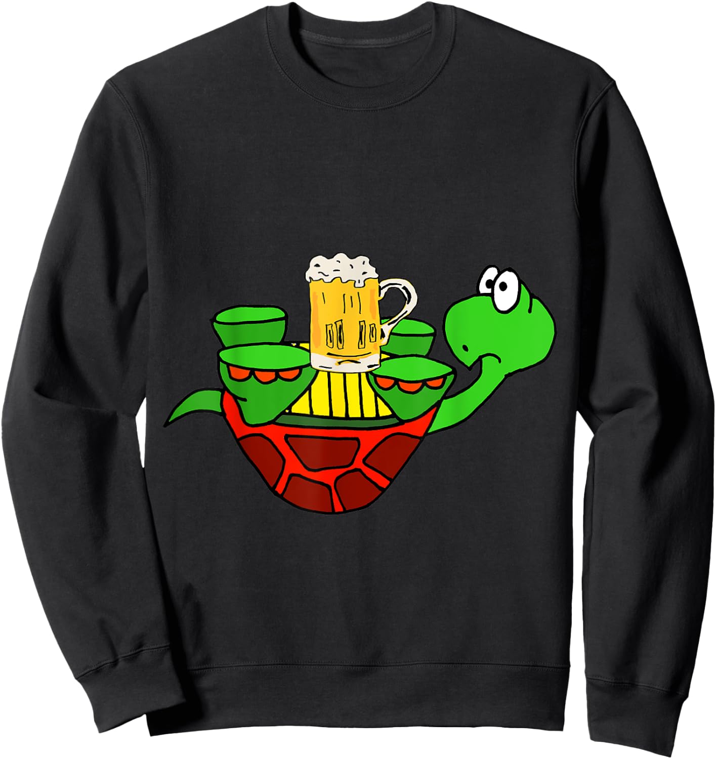 Smileteesfunnya Funny Upside Down Turtle Drinking Beer Sweatshirt - Sweatshirt | Black