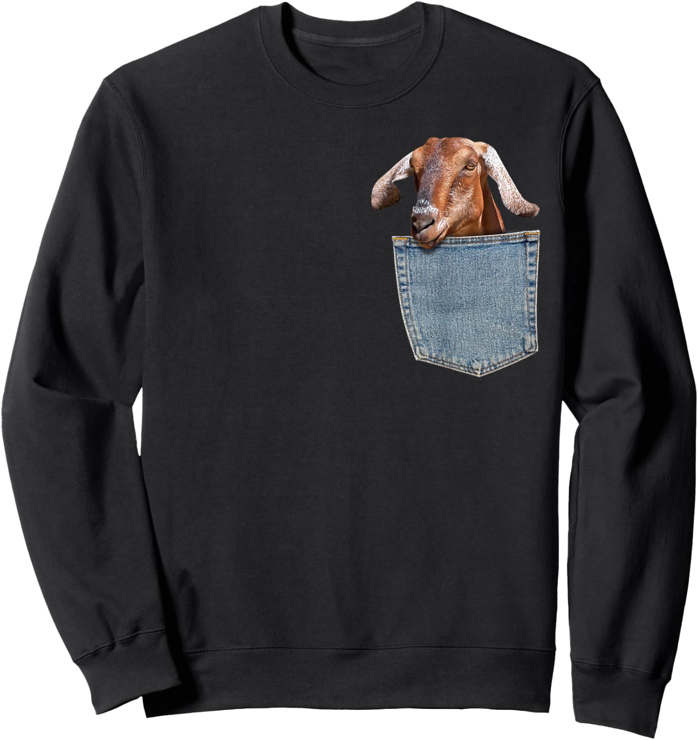 Goat Pocket Baby Goat Peeking Funny Goat shirt Animal Sweatshirt - Sweatshirt | Black