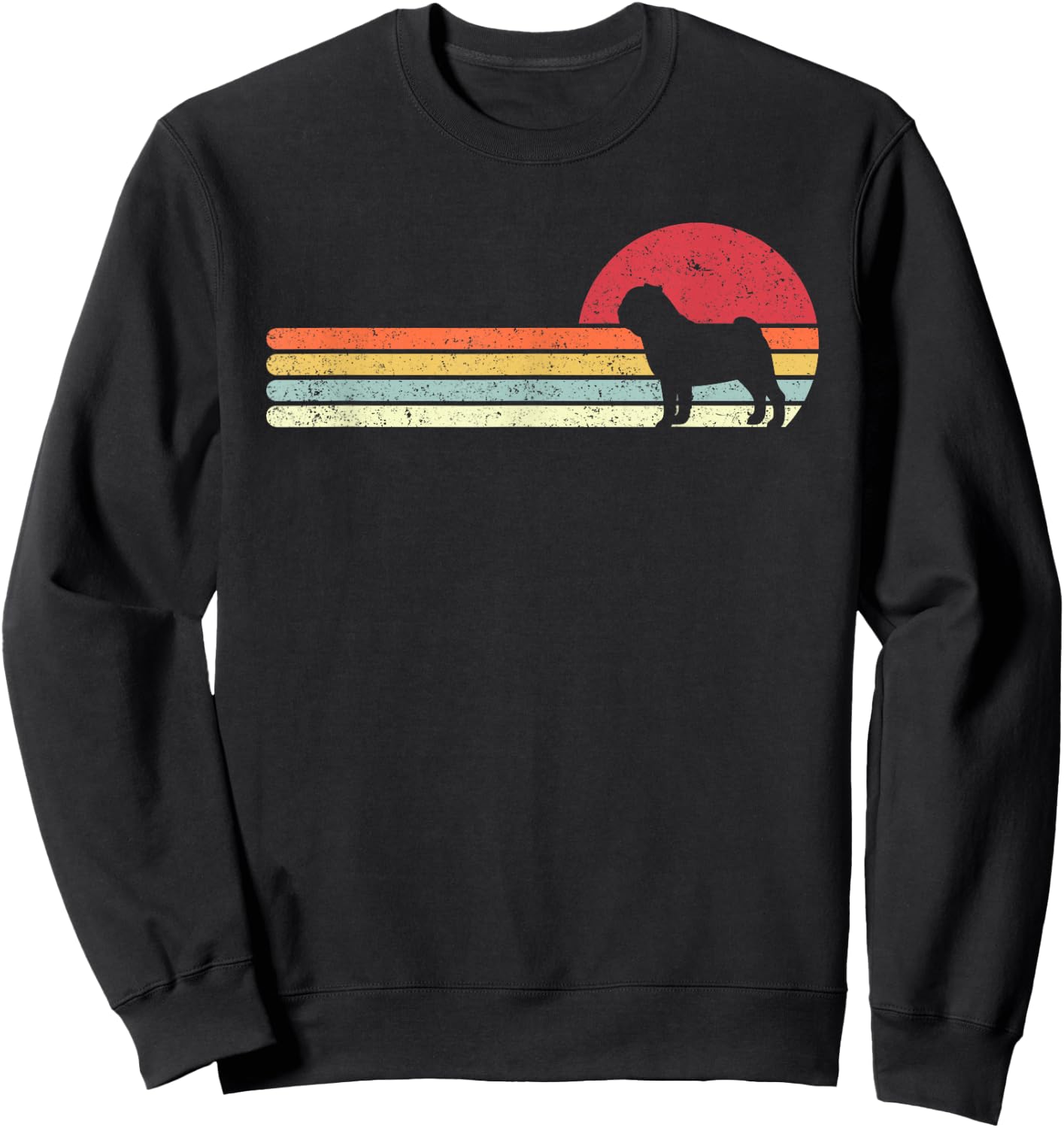 Pack A Punch Pug Retro - Black, -Adults, Small Sweatshirt - Sweatshirt | Black
