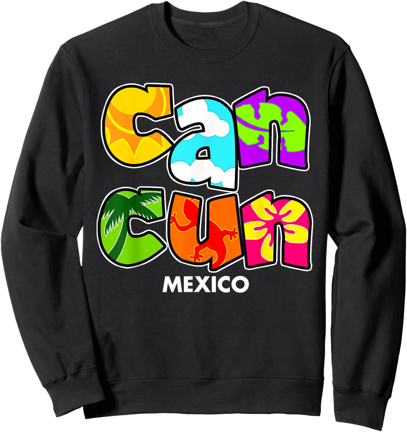 Cancun Mexico Souvenir Gift Spring Break Summer Vacation Men Women Sweatshirt - Sweatshirt | Black