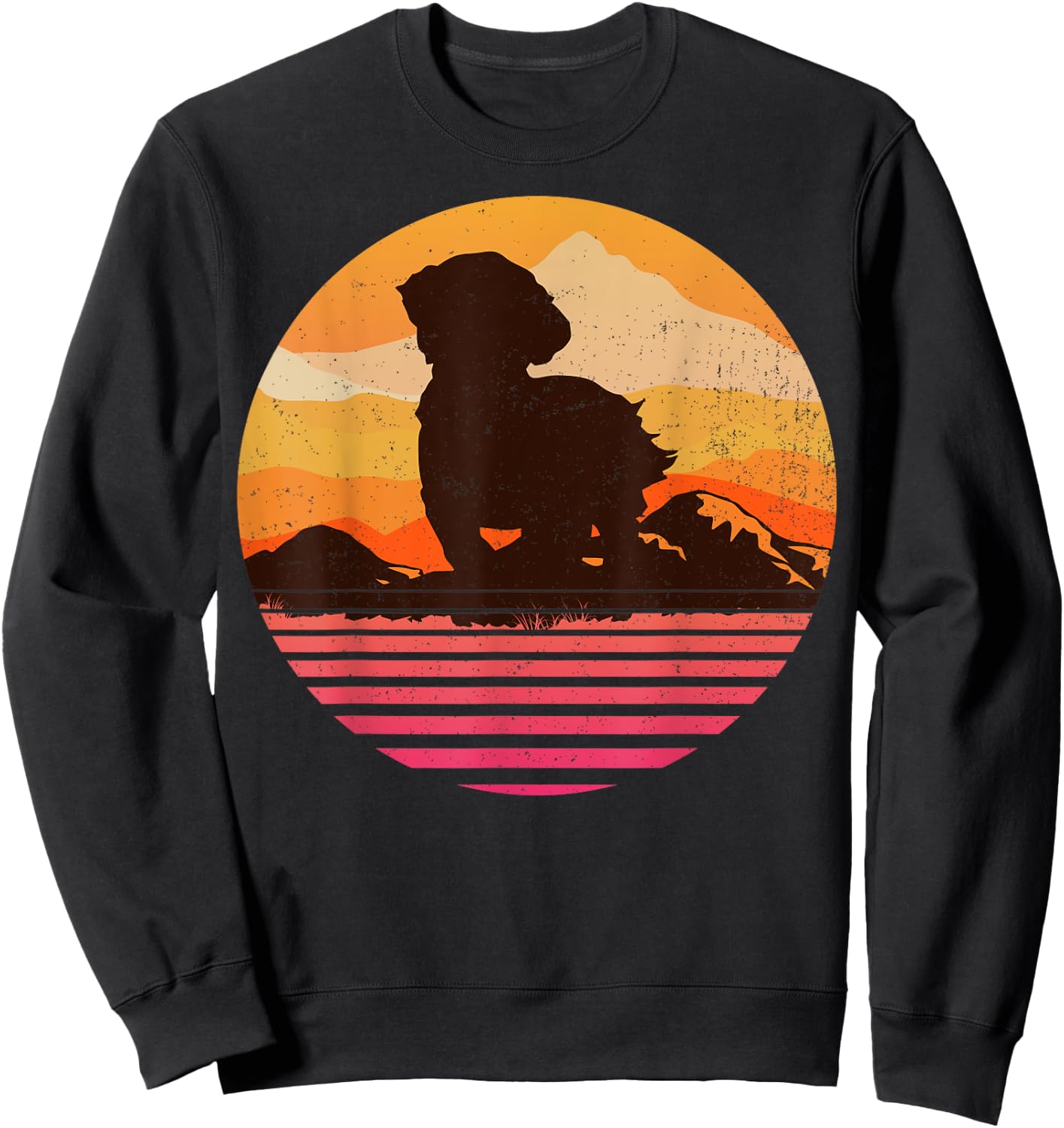 MAL-SHI With Sun Mountain Vintage Retro Sweatshirt - Sweatshirt | Black