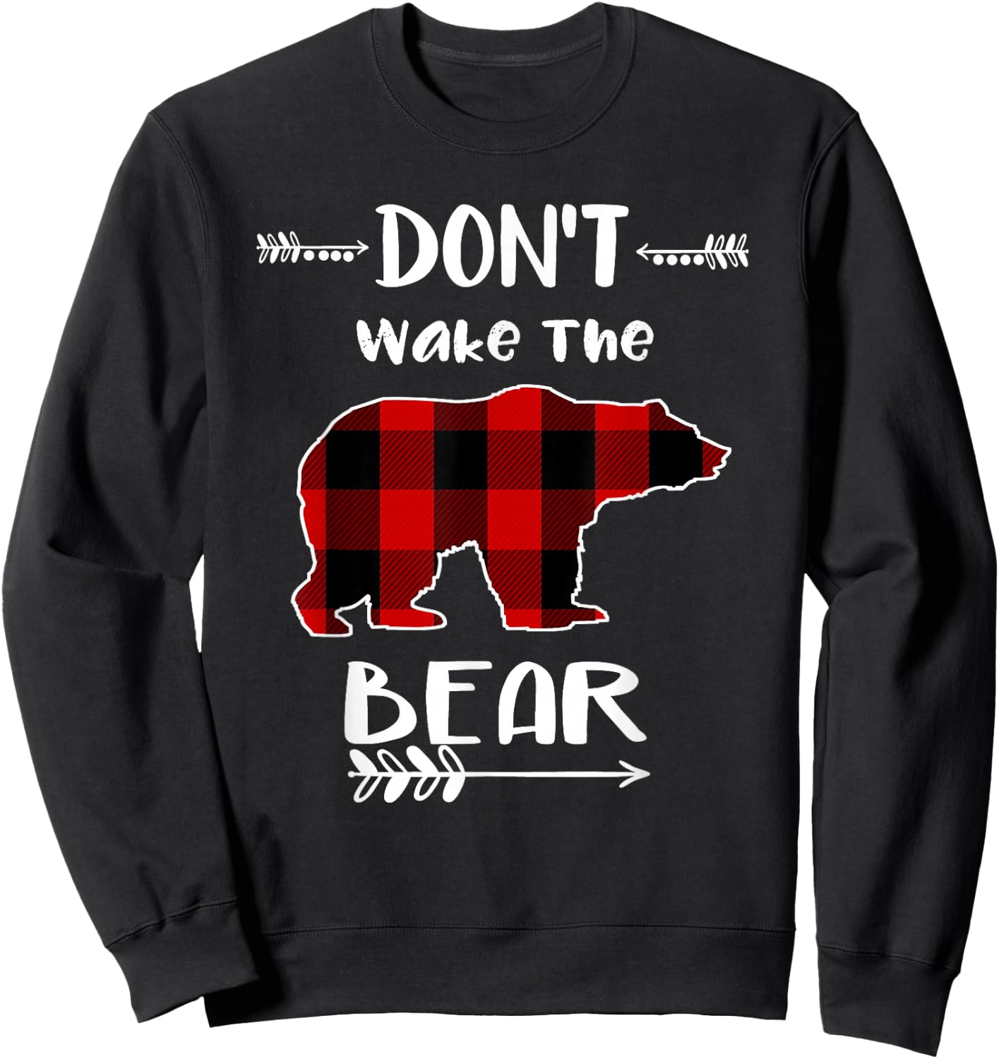 Don't Wake The Bear Black & Red Buffalo Plaid Bear Sweatshirt - Sweatshirt | Black