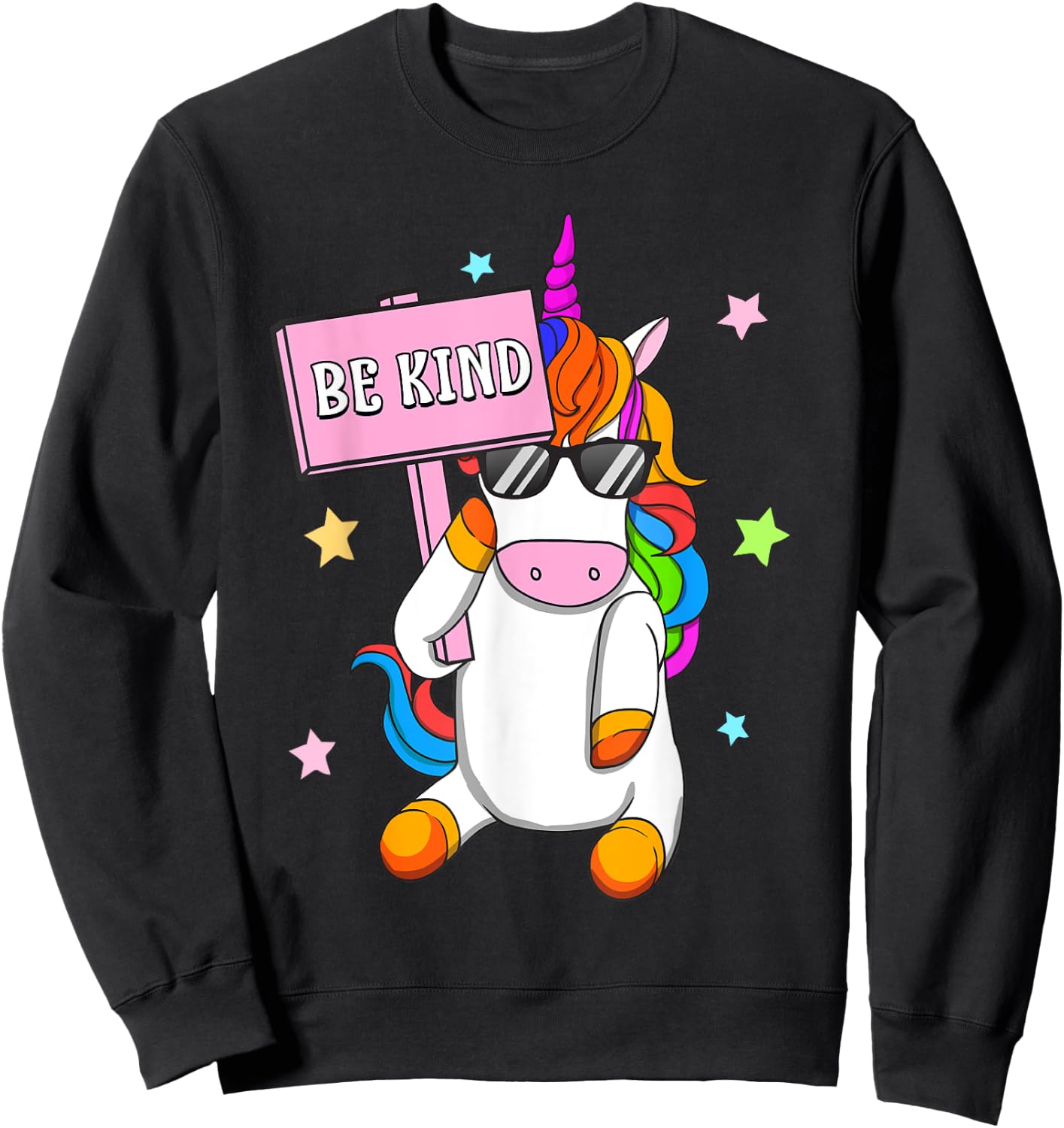 Choose Kindness Anti-Bullying Be Kind Girls Unicorn Sweatshirt - Sweatshirt | Black
