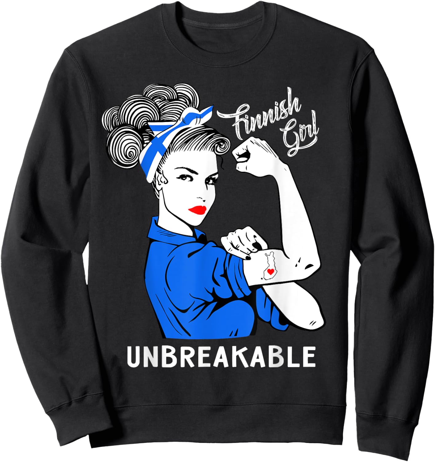 Finnish Girl Unbreakable Heritage Finland Flag Gift Sweatshirt - Sweatshirt | Black
