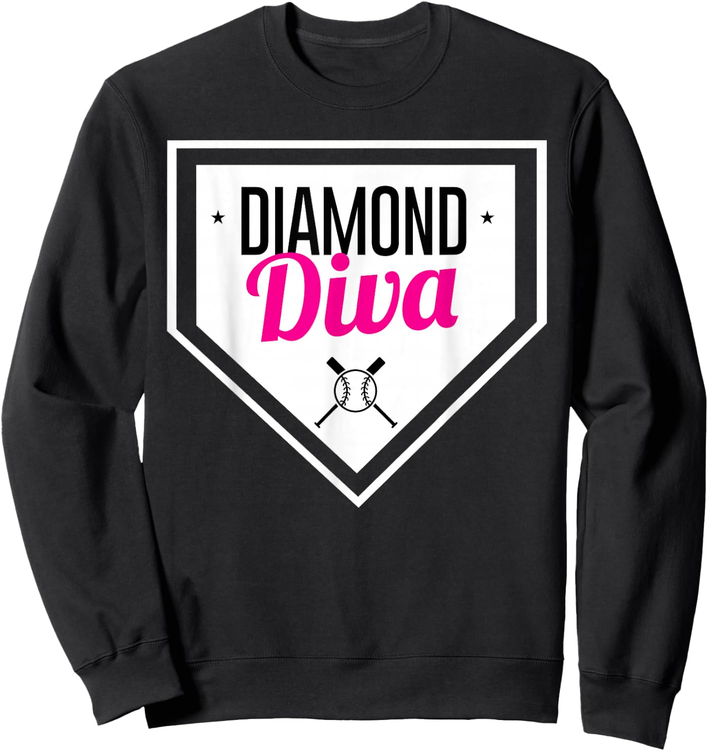 Diamond Diva Softball Sports Baseball Team MVP Sweatshirt - Sweatshirt | Black