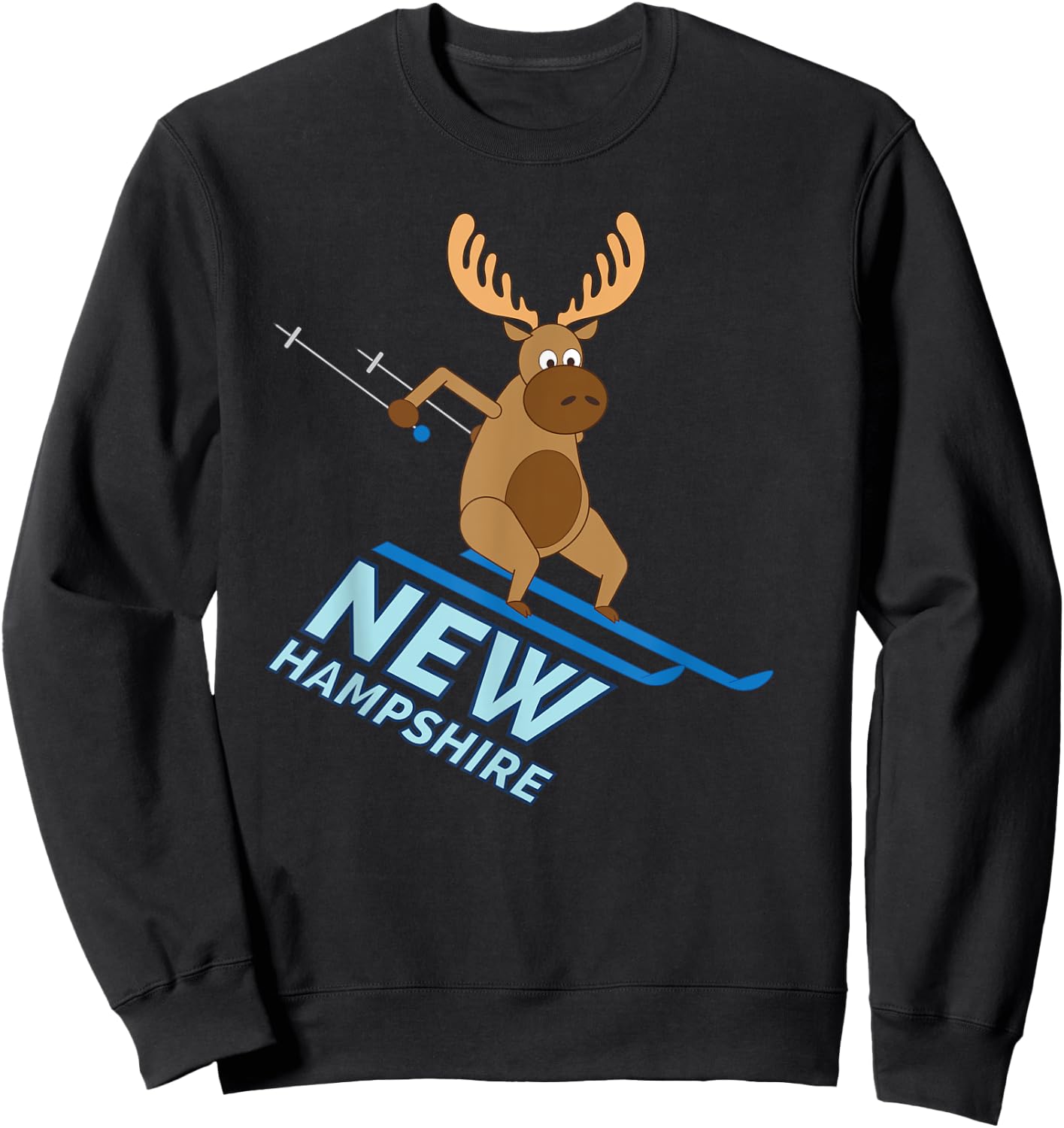 New Hampshire | NH Skiing Moose Winter Shirt Sweatshirt - Sweatshirt | Black