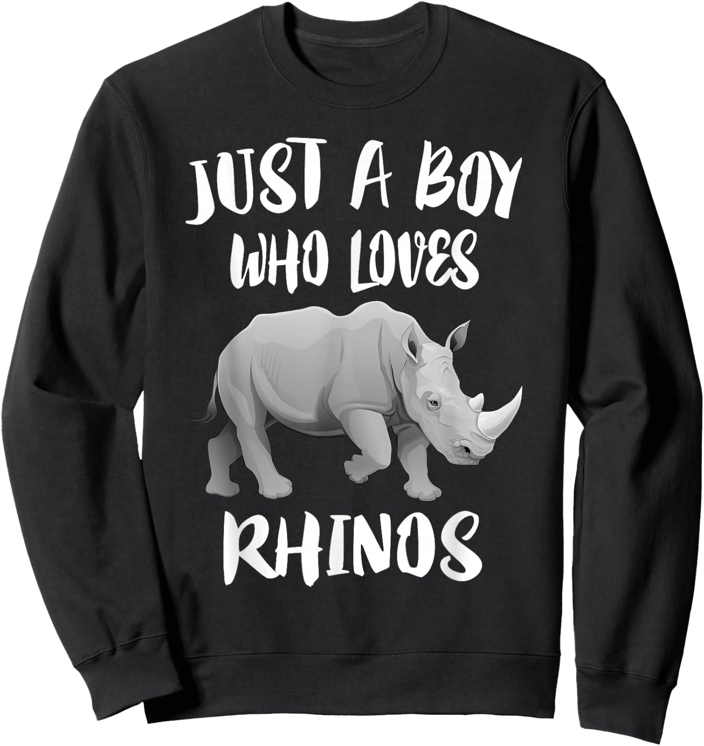 Just A Boy Who Loves Rhinos Animal Gift Sweatshirt - Sweatshirt | Black