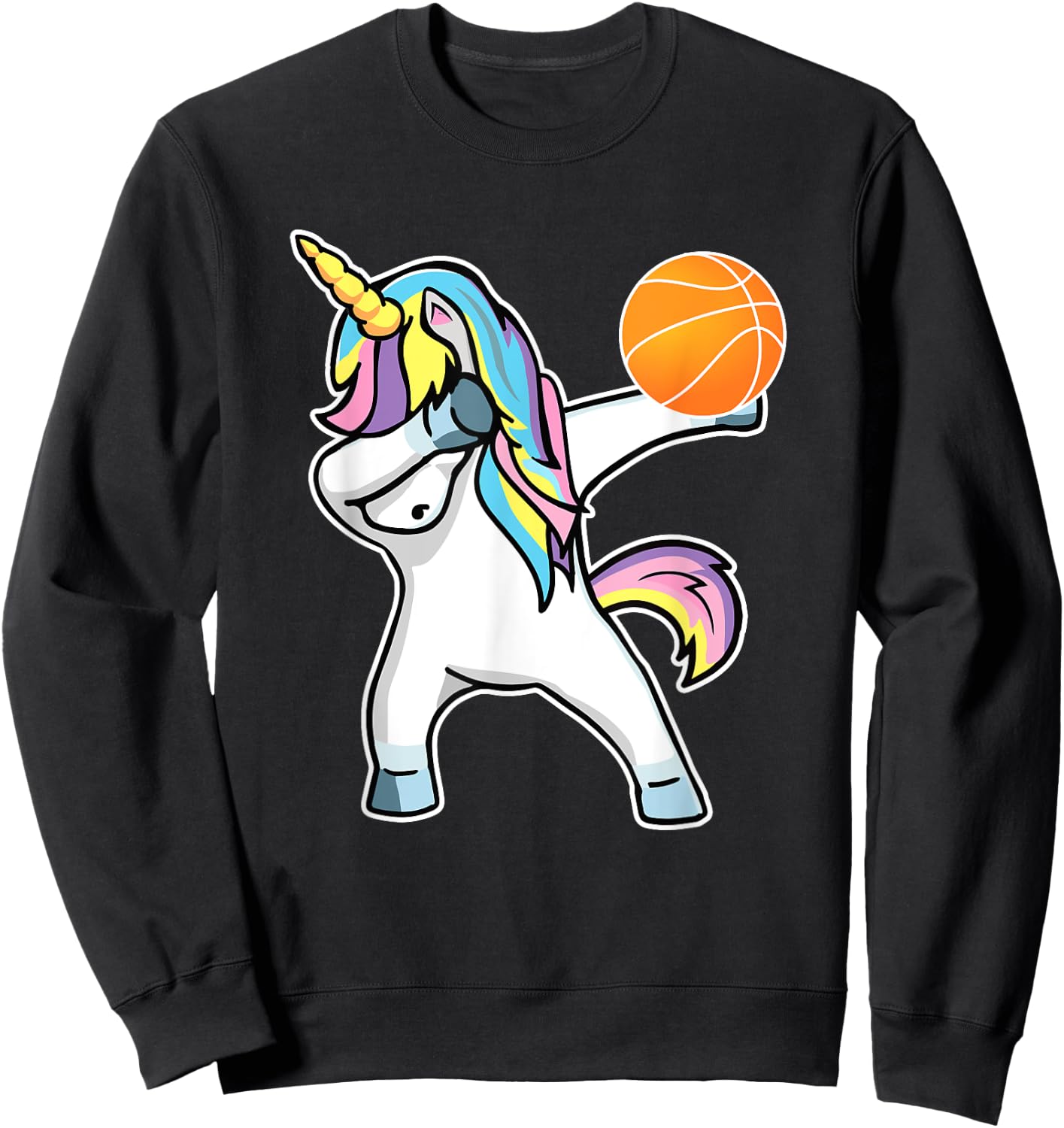 Dabbing Unicorn Basketball Shirt Funny Girl Unicorn Sweatshirt - Sweatshirt | Black