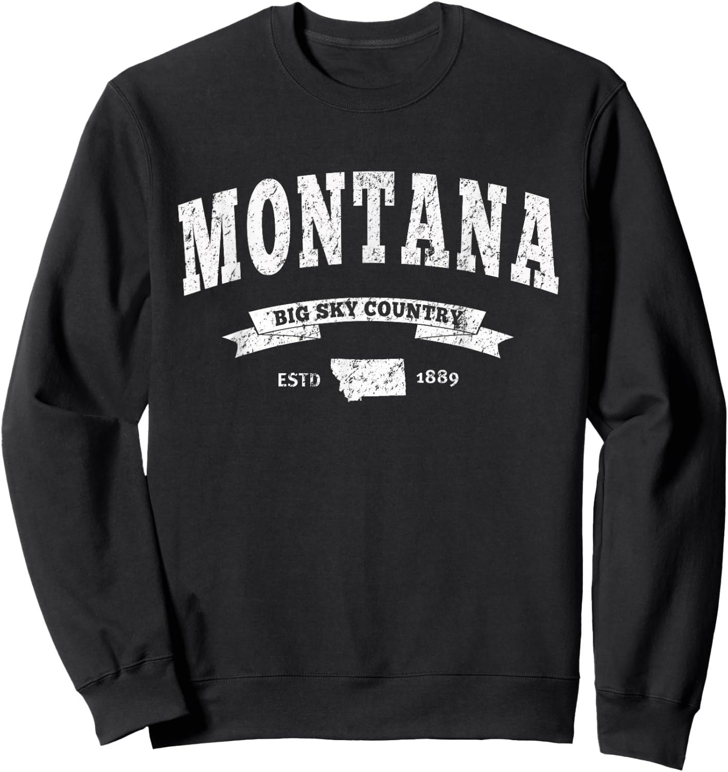 Vintage Montana Shirt Distressed MT Big Sky Country Sweatshirt - Sweatshirt | Black
