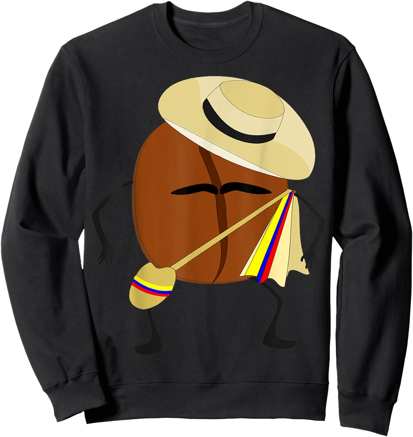 Colombian Coffee Bean Guy , traditional folk clothes Sweatshirt - Sweatshirt | Black