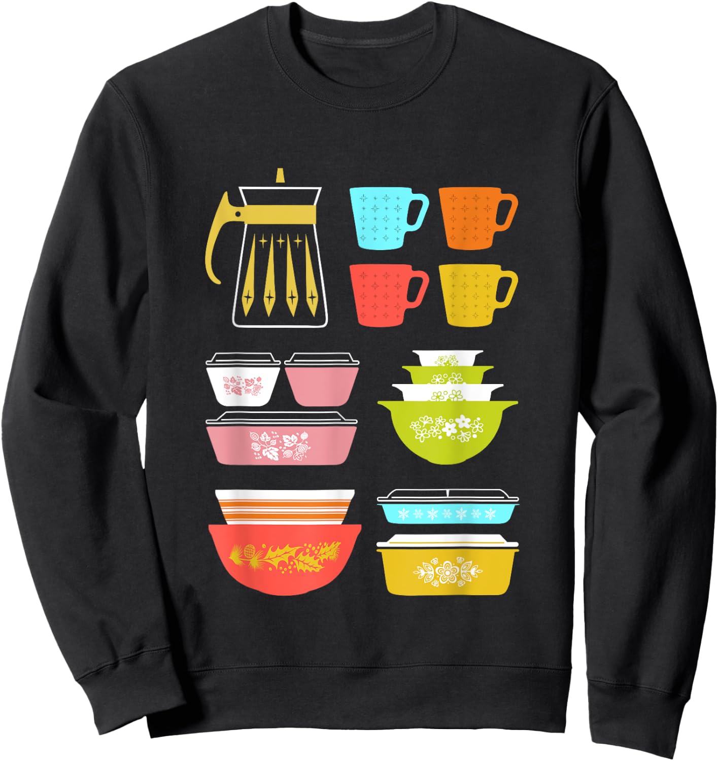 SmokyKitten Vintage Pyrex Kitchenware Adults - Black, Short Sleeve, Small Sweatshirt - Sweatshirt | Black