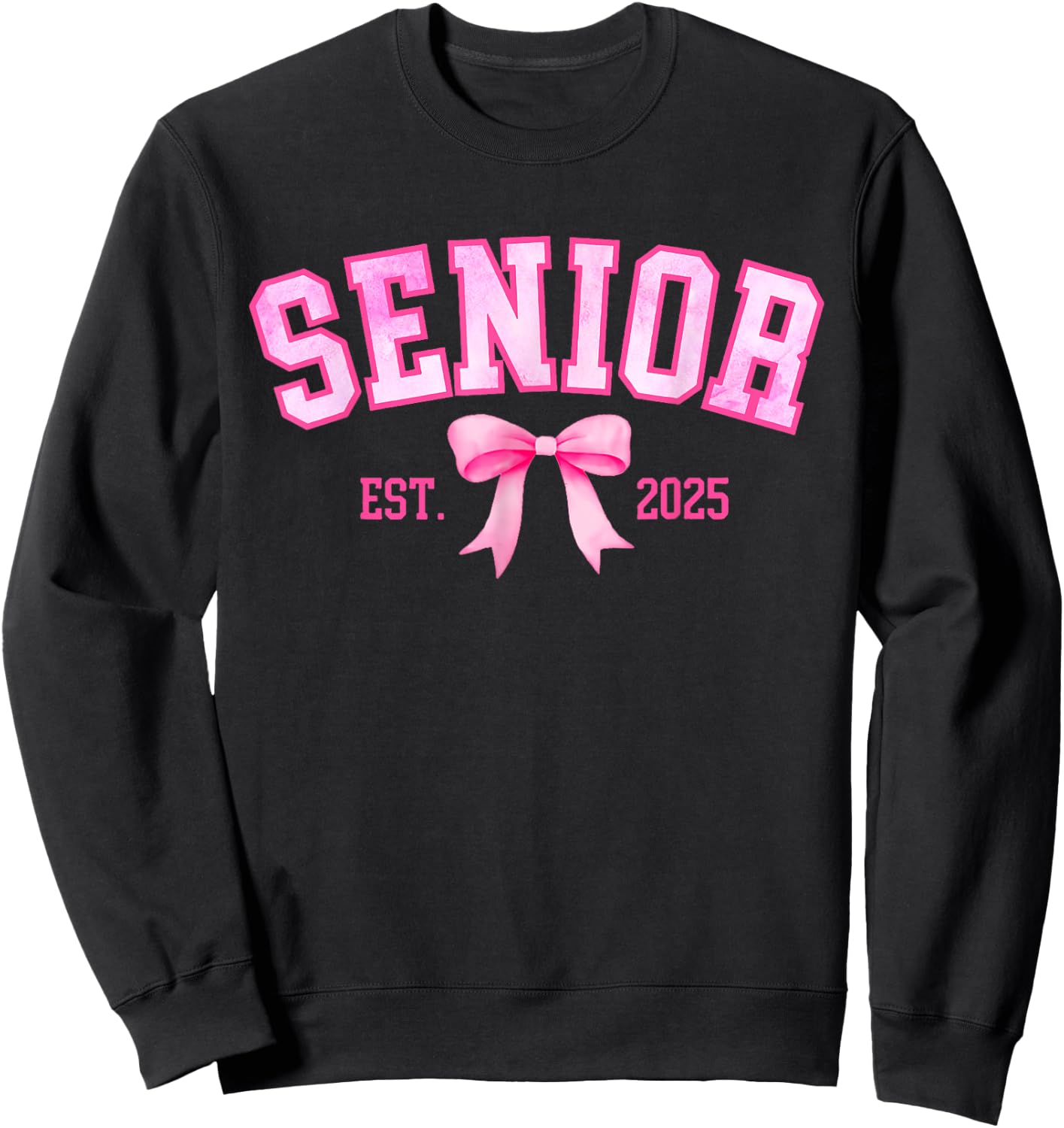 Senior 2025 Coquette Class of 2025 Pink Bows Retro Sweatshirt - Sweatshirt | Black