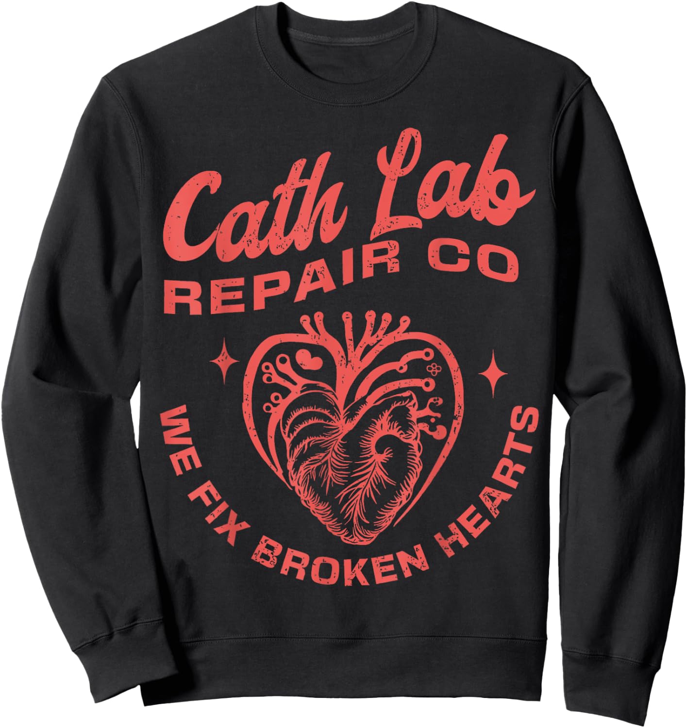 Cath Lab Repair Co Funny Valentine Day Cath Lab Nurse Outfit Sweatshirt - Sweatshirt | Black