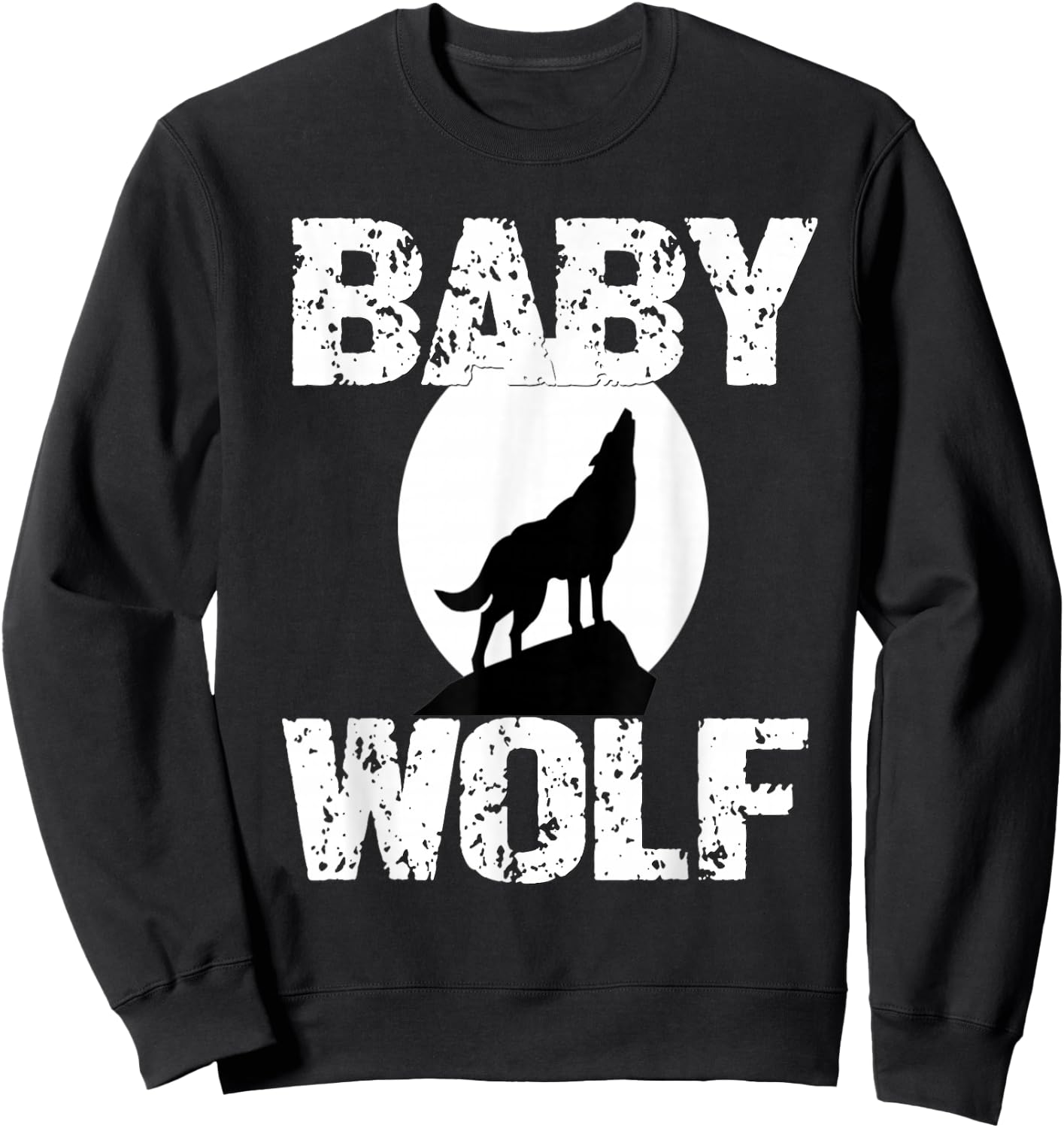 Baby Wolf Matching Family Tribe Wolves Moon Kid Girl Boy Cub Sweatshirt - Sweatshirt | Black