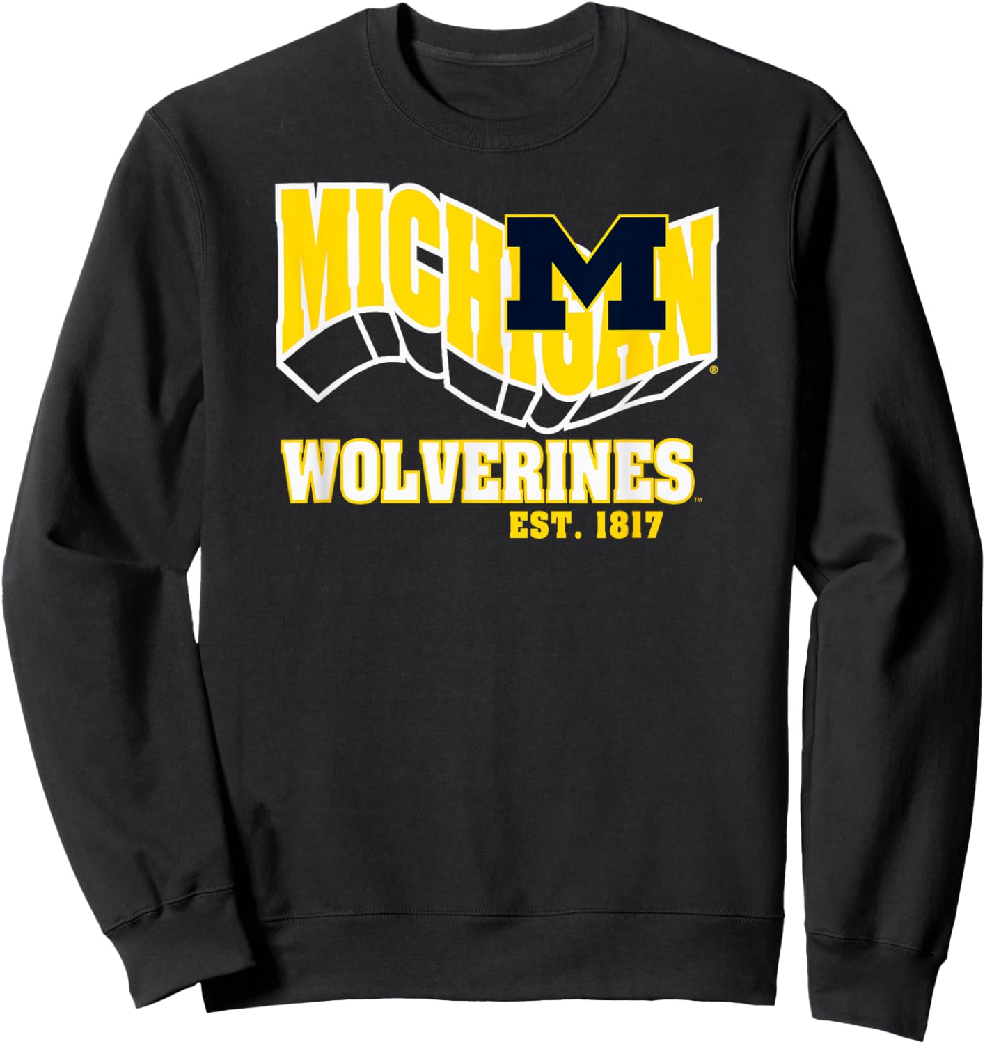 Michigan Wolverines Retro Flashblock Black Sweatshirt - Sweatshirt | Black