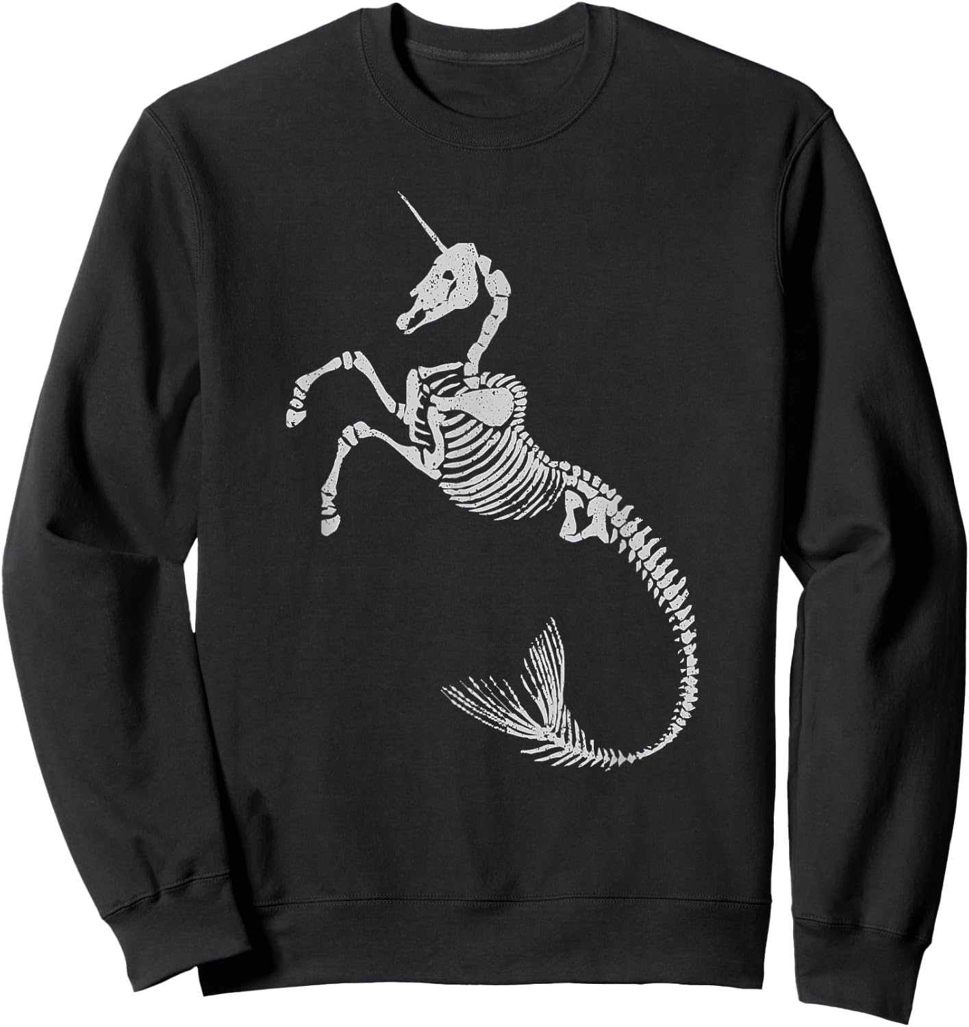 Unicorn Mermaid Skeleton Shirt Halloween Fantasy Art Sweatshirt - Sweatshirt | Black