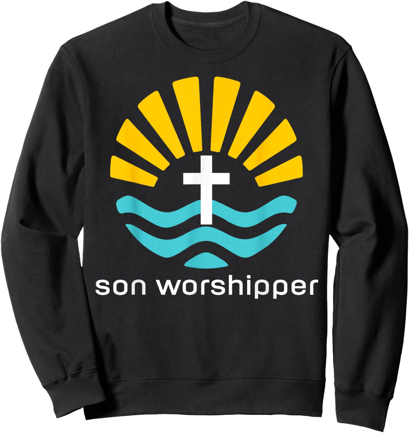 Son Worshipper Surfing Catholic Jesus Calling Beach Sun Fun Women Kids Sweatshirt - Sweatshirt | Black