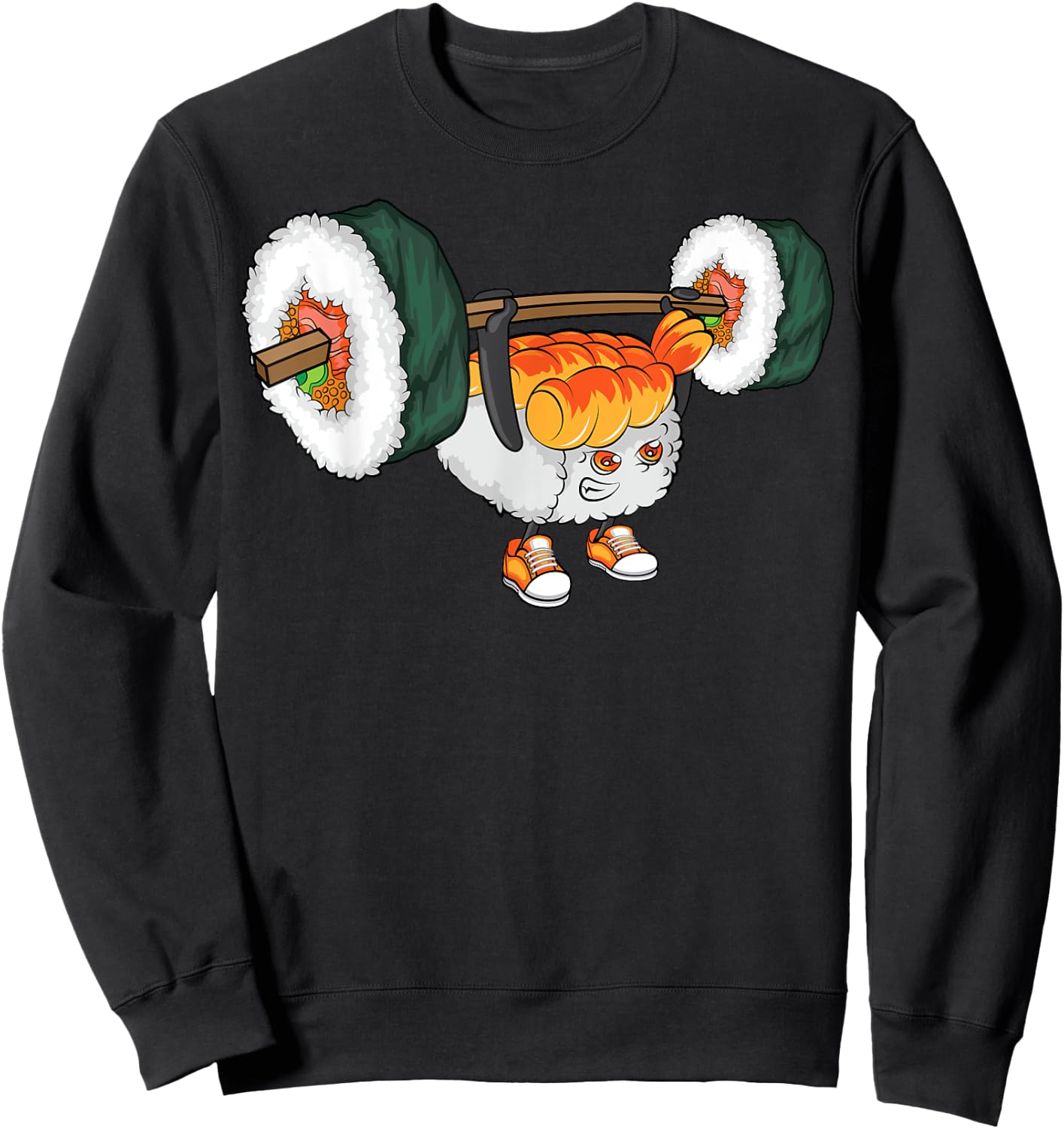 Funny Sushi Weight Lifting Shirt Japanese Food Gym Cute Gift Sweatshirt - Sweatshirt | Black