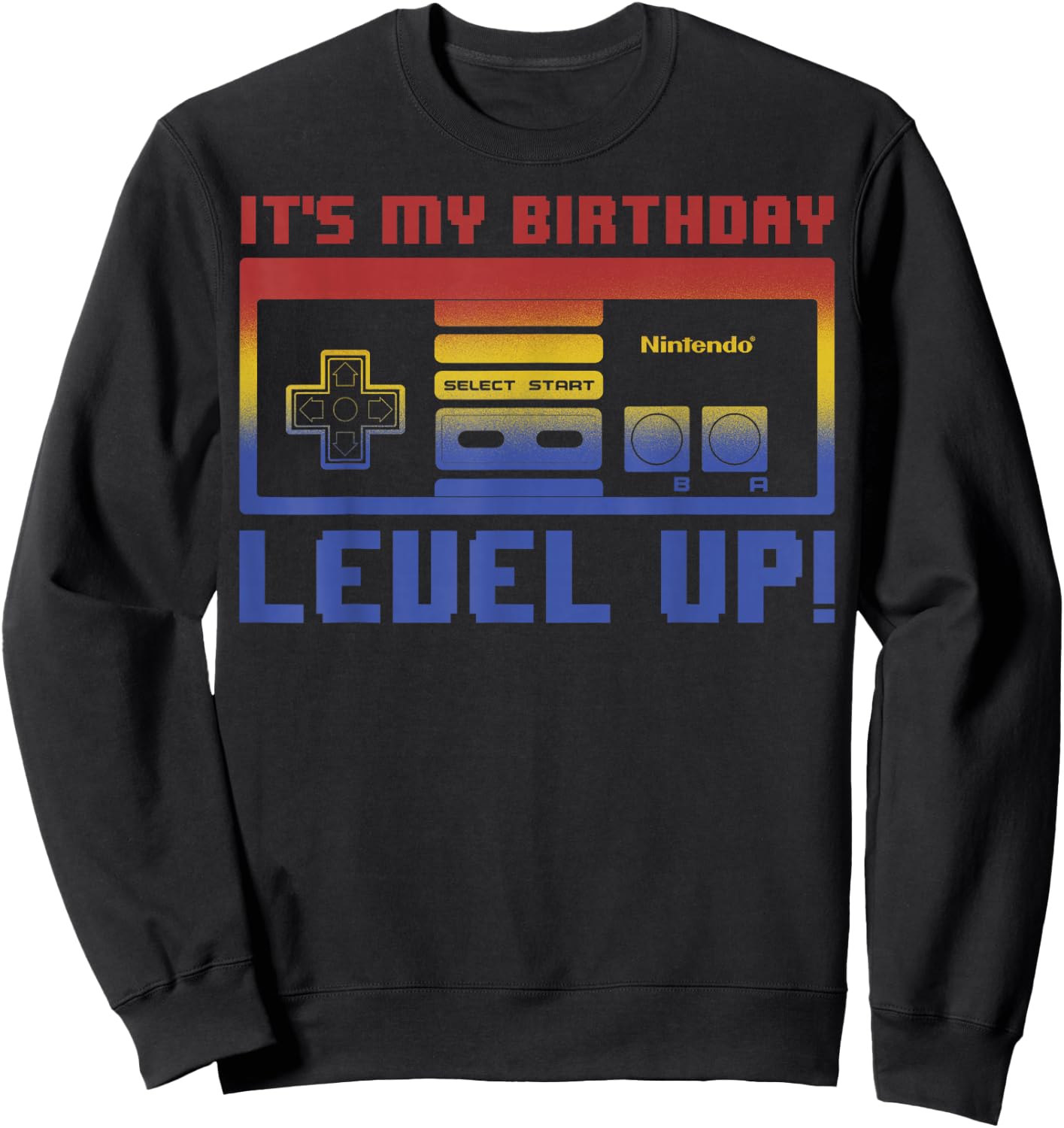 Nintendo It's My Birthday Level Up! SNES Controller Sweatshirt - Sweatshirt | Black