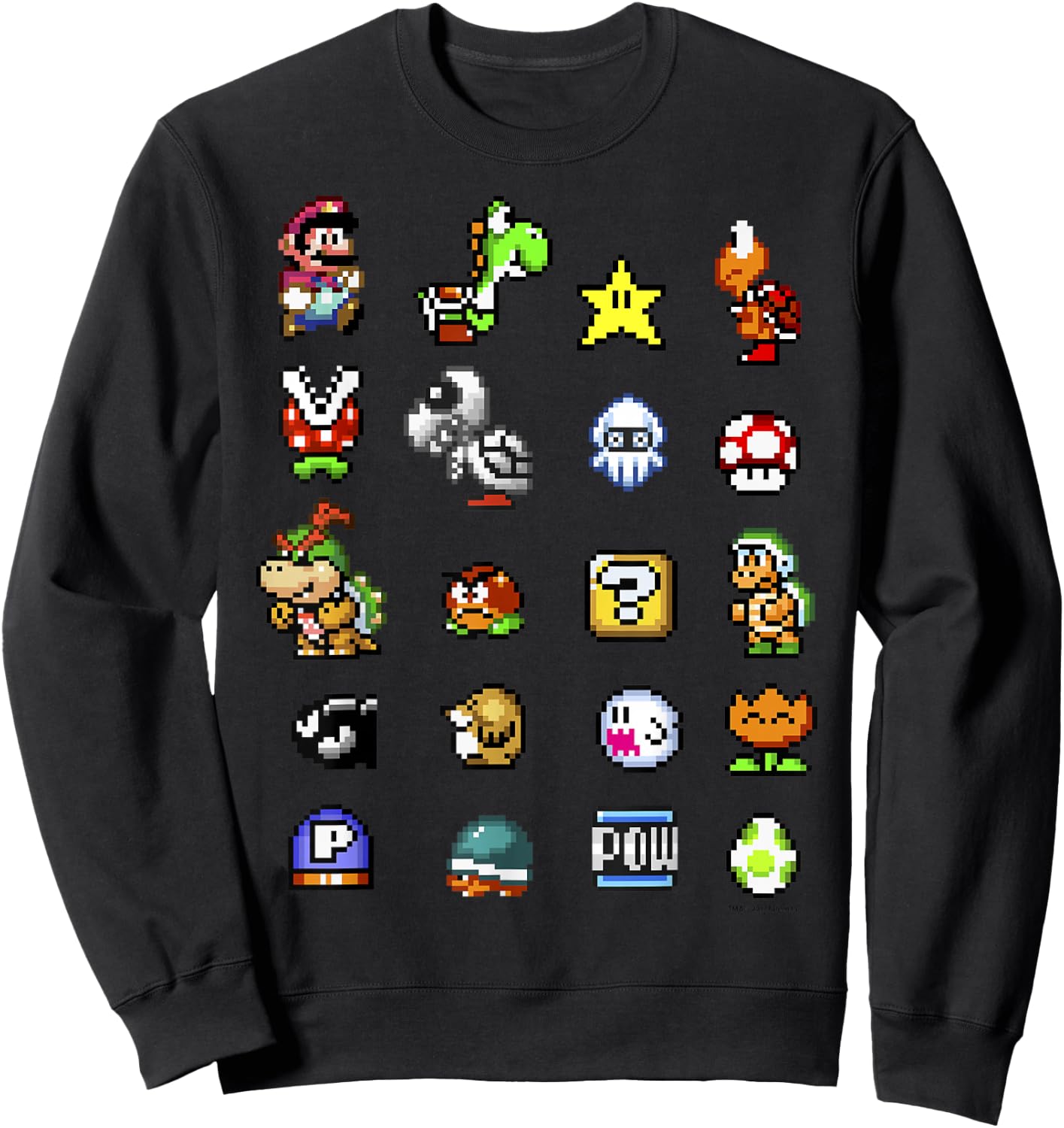 Nintendo Super Mario Friends & Enemies Sprites Sweatshirt - Sweatshirt | Black