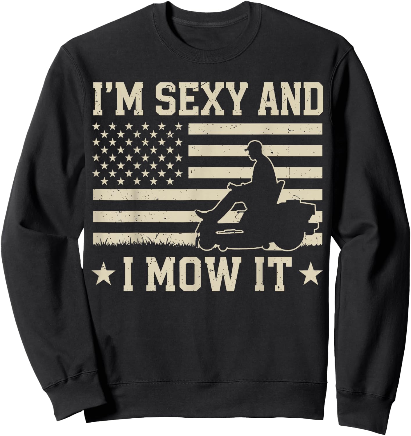 Im Sexy and I Mow It Zero Turn Lawn Mower Mowing 4th of July Sweatshirt - Sweatshirt | Black