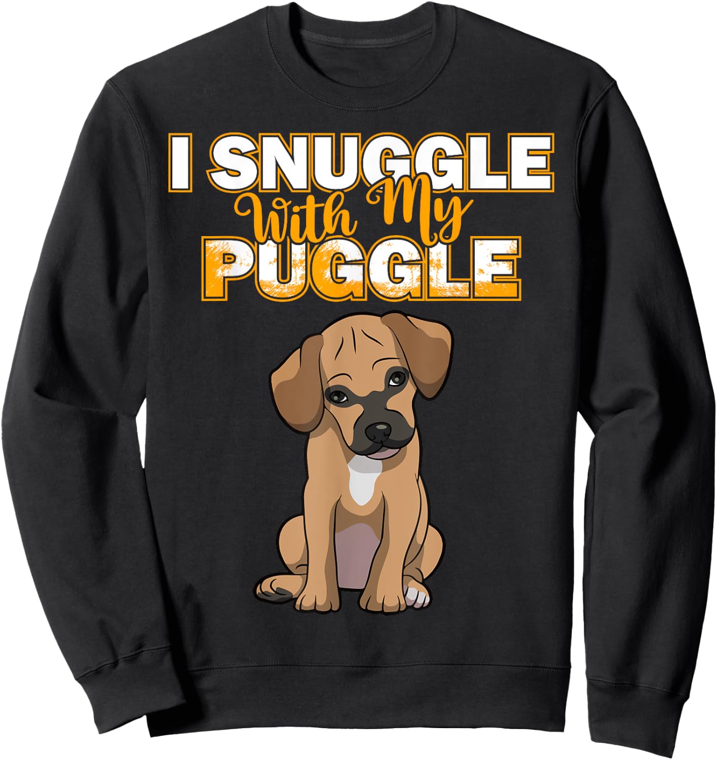Funny Puggle Shirt Women's Puggle I Snuggle With My Puggle Shirt Black Cartoon Short Sleeve Size Small Sweatshirt - Sweatshirt | Black