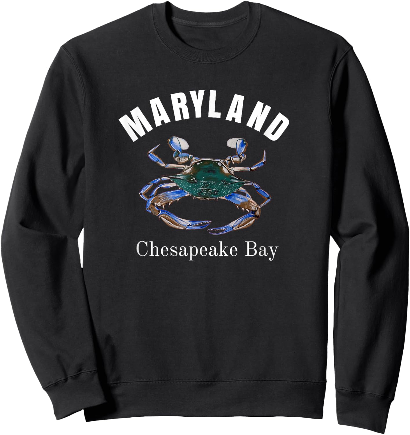 Maryland Chesapeake Bay Painted Blue Crab Sweatshirt - Sweatshirt | Black