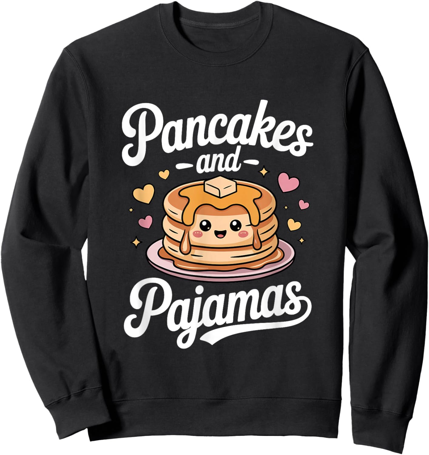 Cute Kawaii Pancakes and Pajamas Sleepover Breakfast Lover Sweatshirt - Sweatshirt | Black