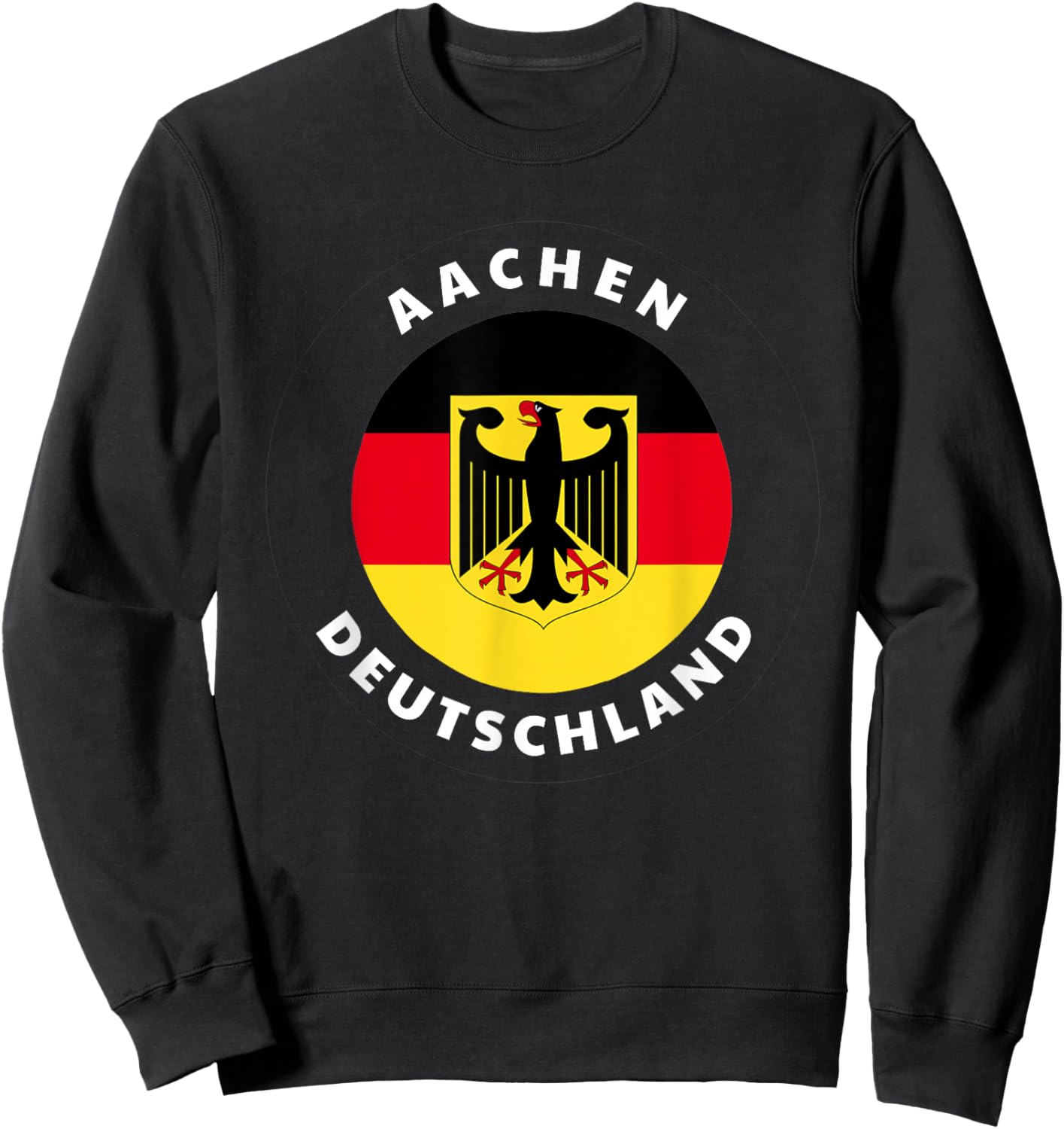 Aachen Germany DE German Heritage & Pride Flag Badge Sweatshirt - Sweatshirt | Black