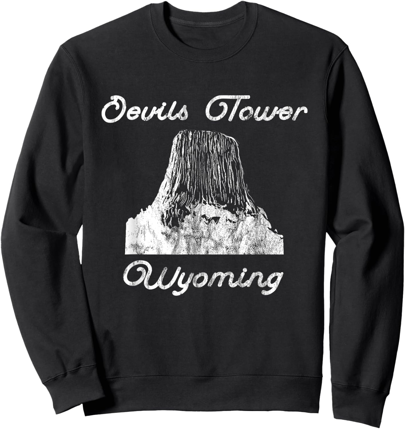 Devils Tower Wyoming National Monument Retro Vintage Sweatshirt - Sweatshirt | Black
