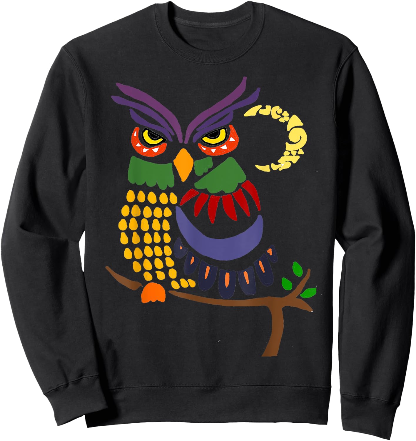 Smiletodaytees Owl Abstract Art Sweatshirt - Sweatshirt | Black
