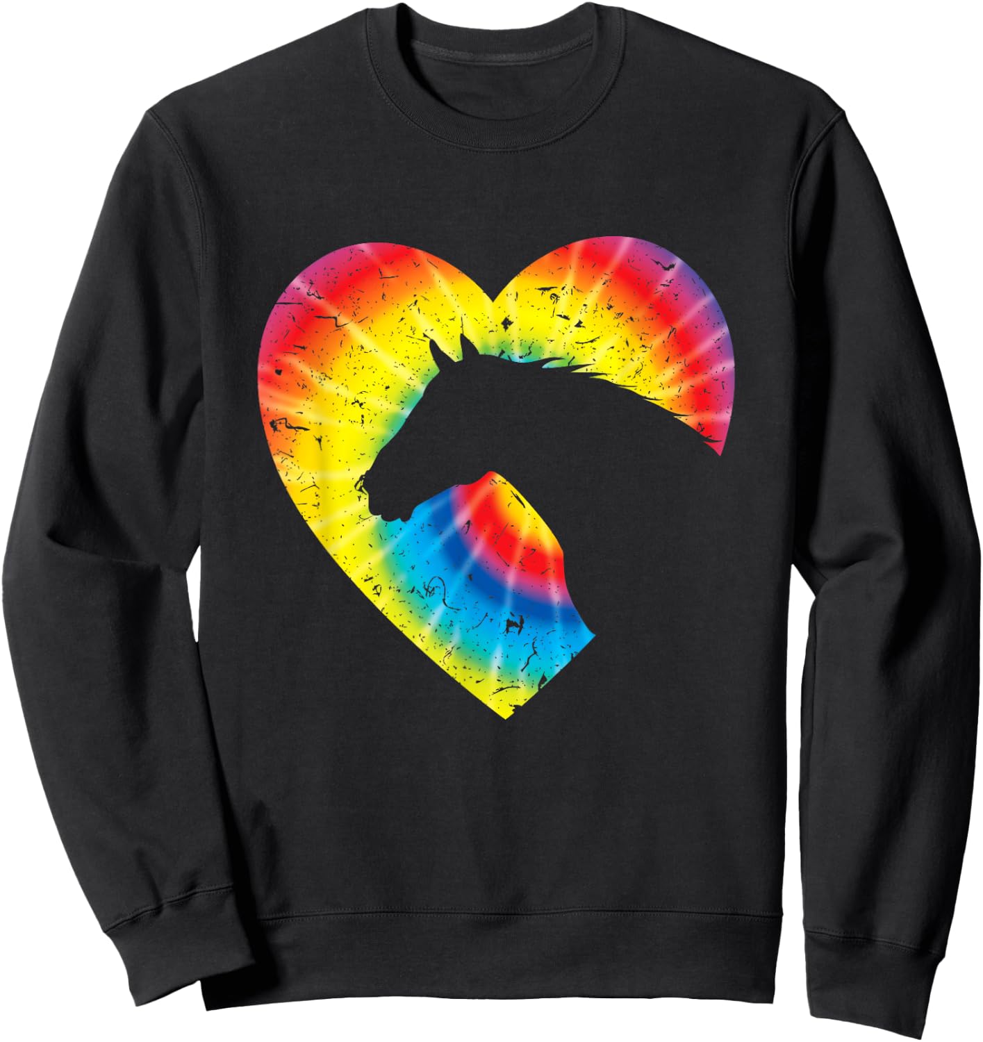 Horse Heart Silhouette For Cowgirl Equestrian Graphic Print Sweatshirt - Sweatshirt | Black