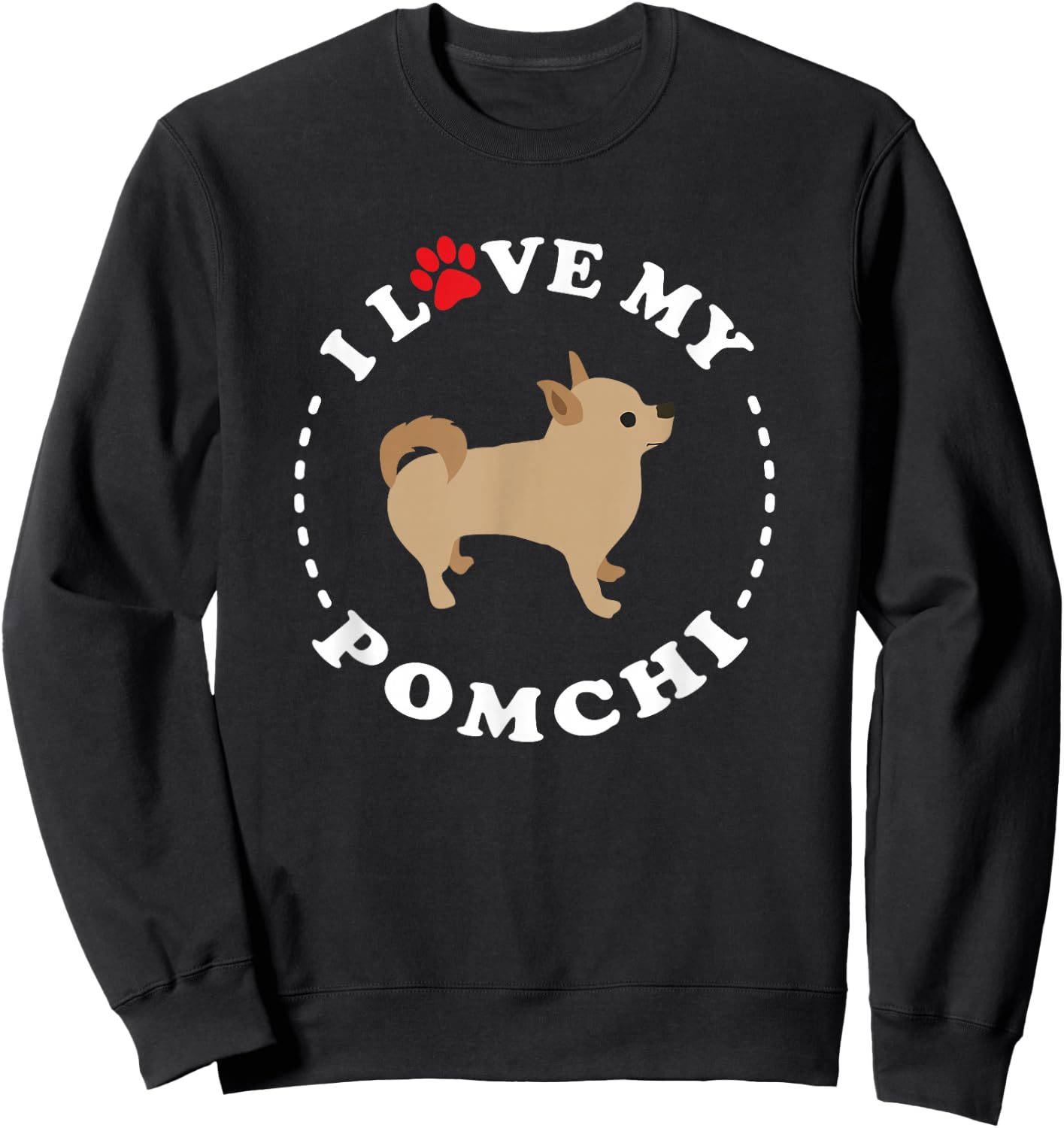 Pomeranian-Chihuahua Mix Breed Dog Happy Pomchi Dog Men Women Girls Kids Sweatshirt - Sweatshirt | Black