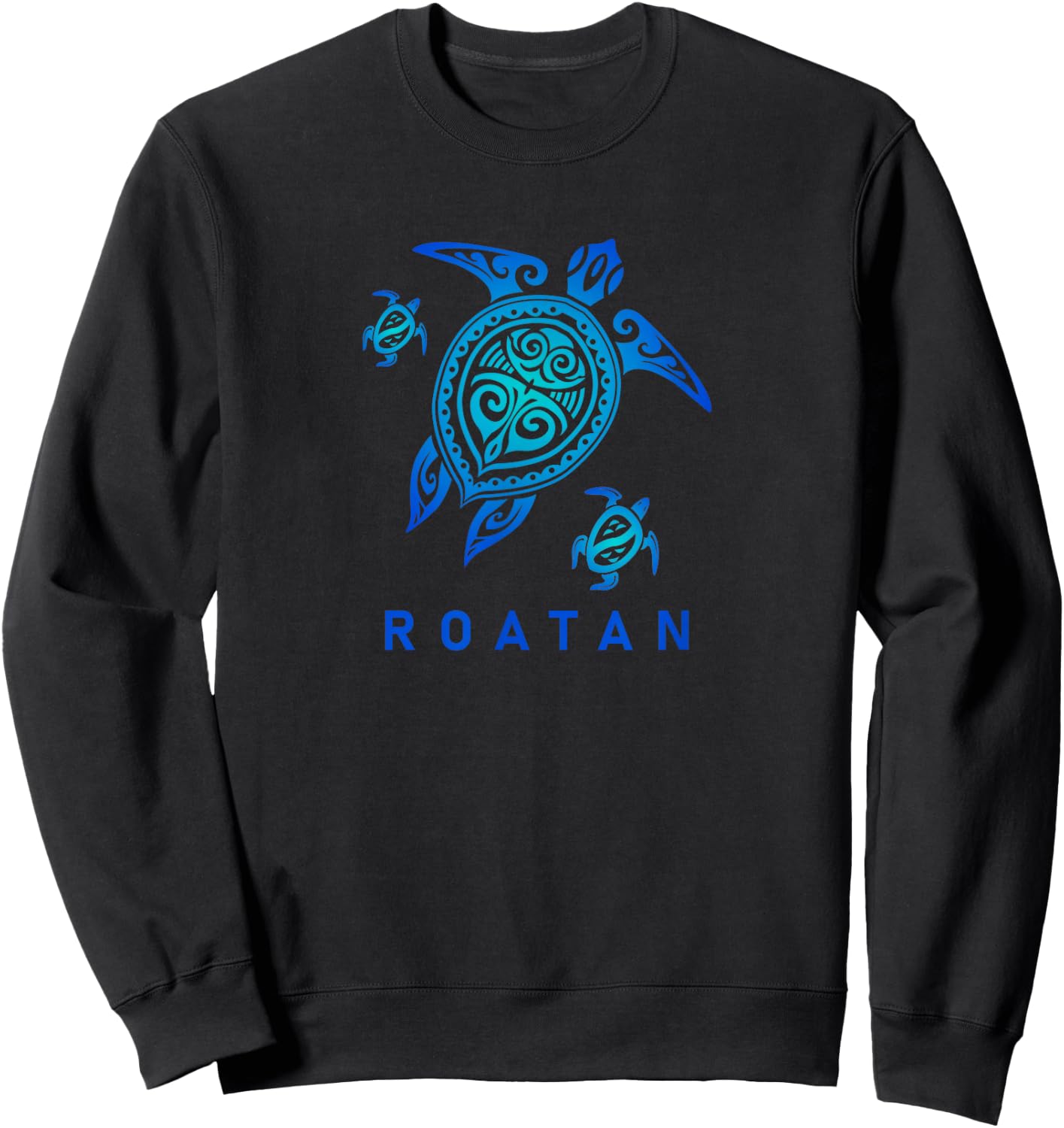 Roatan Honduras Sea Blue Tribal Turtle Sweatshirt - Sweatshirt | Black