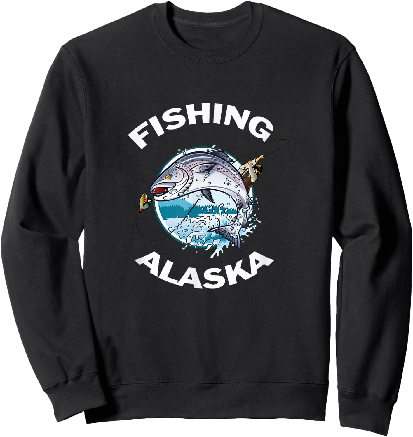 Alaskan Fish Alaska's Wild Salmon Souvenir Fishing Alaska Sweatshirt - Sweatshirt | Black