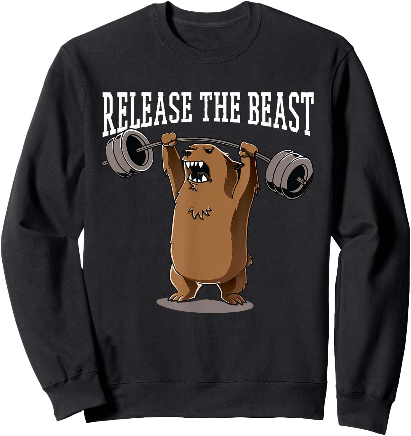 Release The Beast Gym Workout Grizzly Bear Bodybuilder Sweatshirt - Sweatshirt | Black