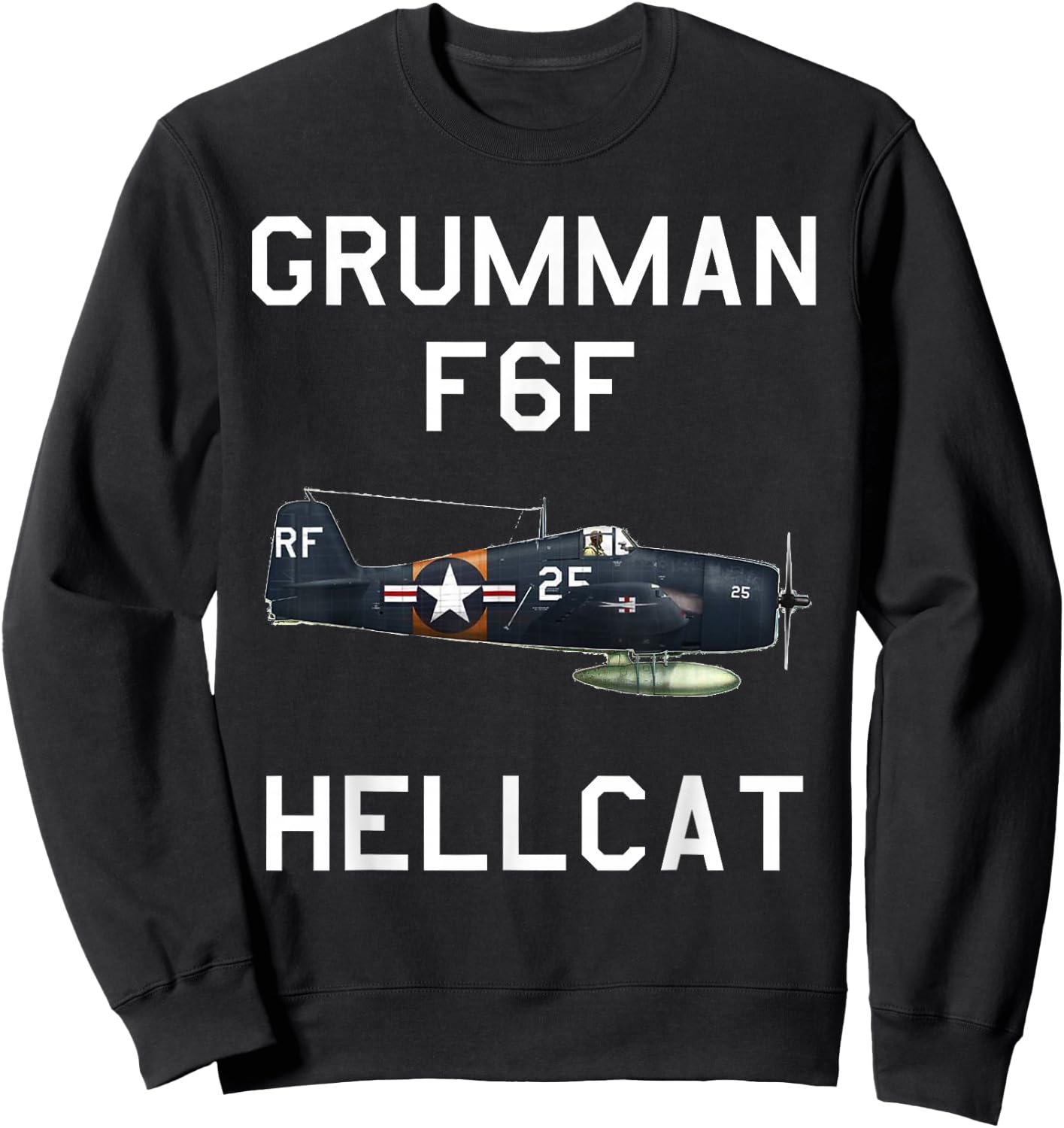 Grumman F6F Hellcat Military Navy Airplane Sweatshirt - Sweatshirt | Black