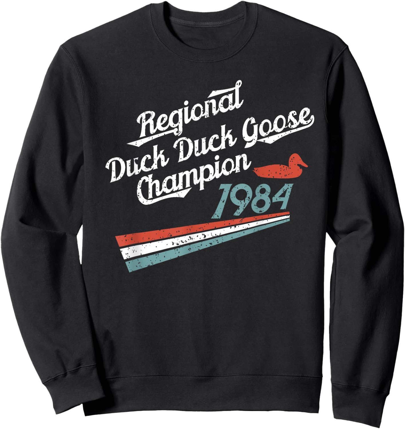 Nostalgia 80s Gift Duck Goose Distressed Sweatshirt - Sweatshirt | Black