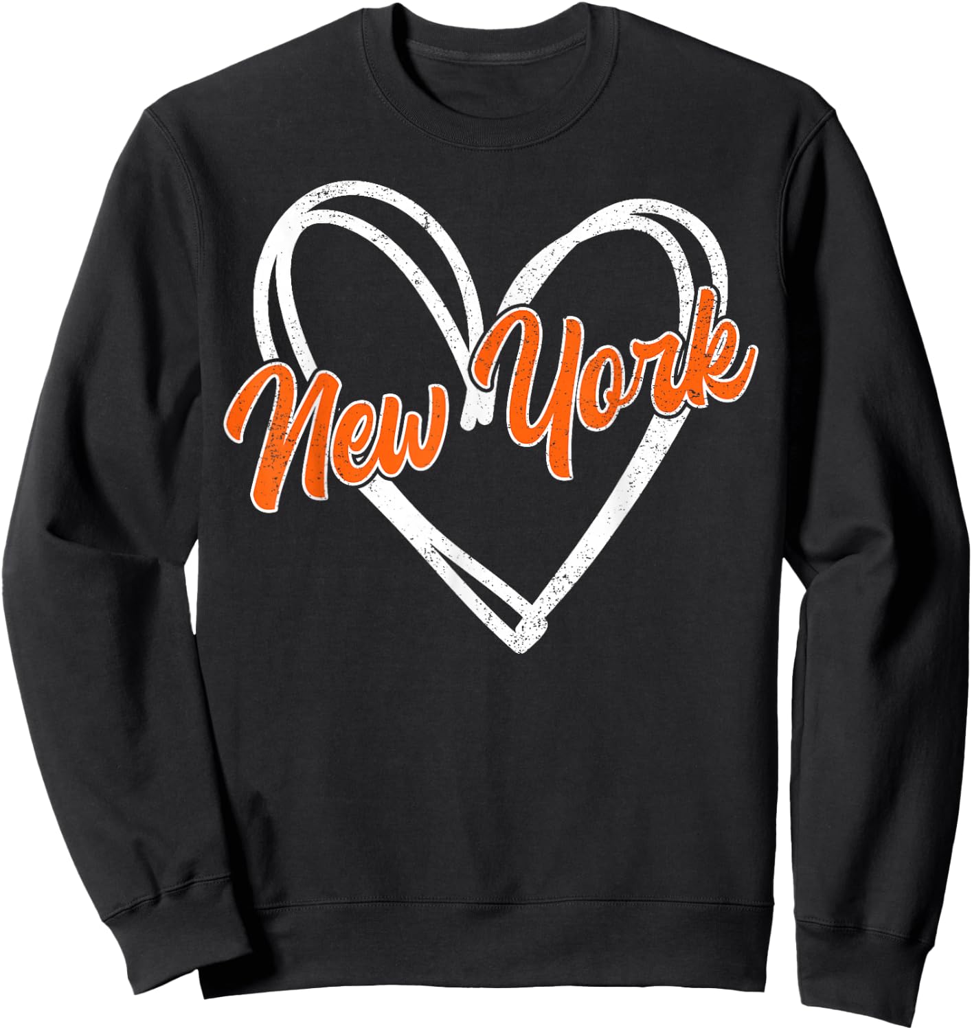 New York - Throwback Design Print - Classic Heart Vintage Sweatshirt - Sweatshirt | Black