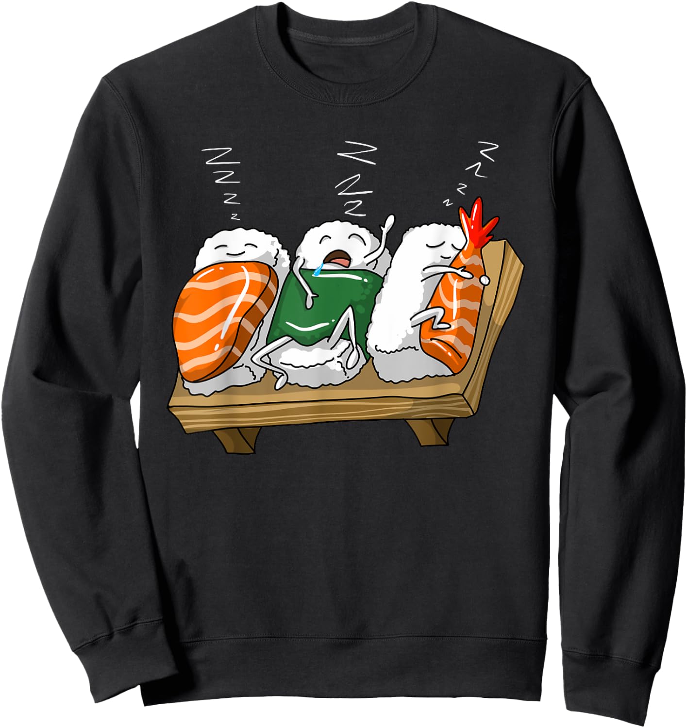 Funny Sleeping Sushi Roll Lover Pajama Party Cool Girl Gift Sweatshirt - Sweatshirt | Black