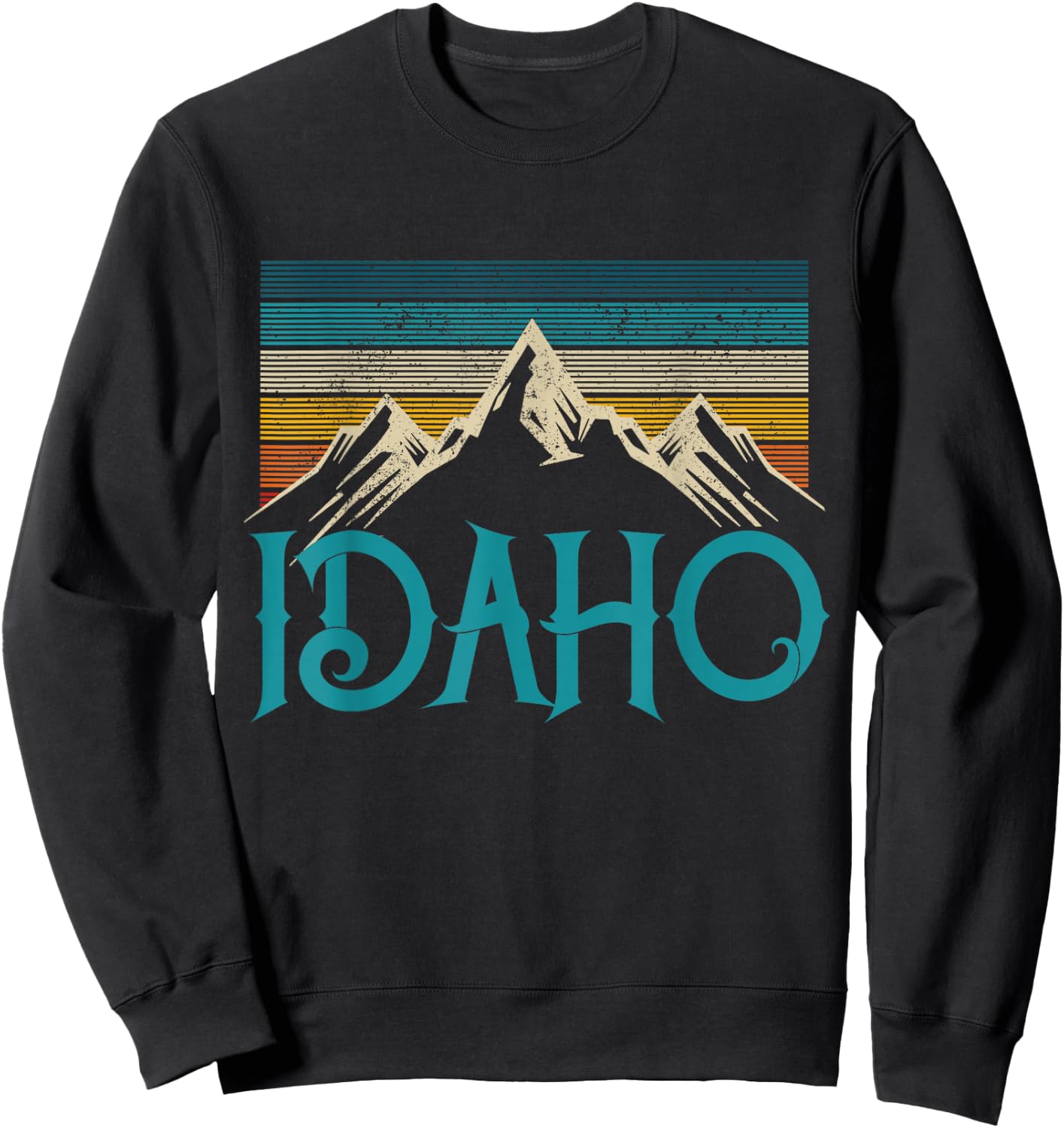 Idaho Vintage Mountains Nature Hiking Pride Souvenirs Gift Sweatshirt - Sweatshirt | Black