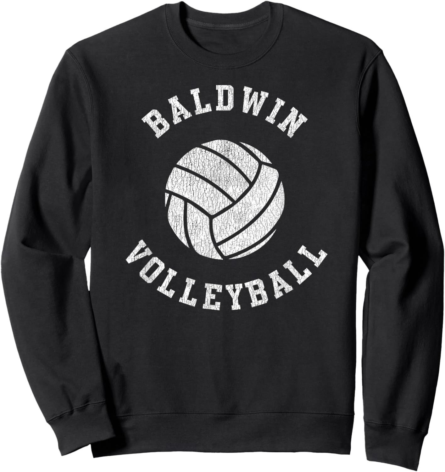 Baldwin Volleyball Retro Distressed Team VB Graphic Sweatshirt - Sweatshirt | Black