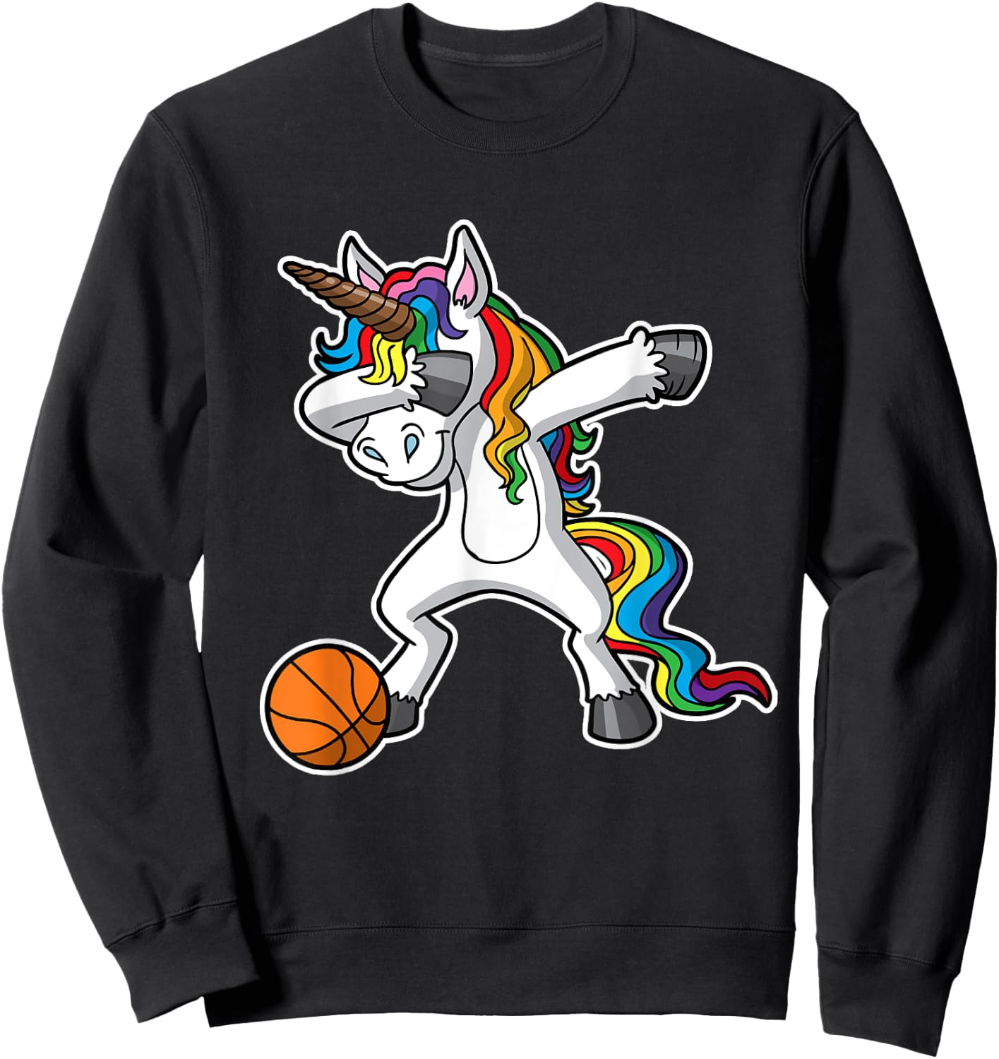 Unicorn Girls Dabbing Basketball Dab Kids Youth Sweatshirt - Sweatshirt | Black