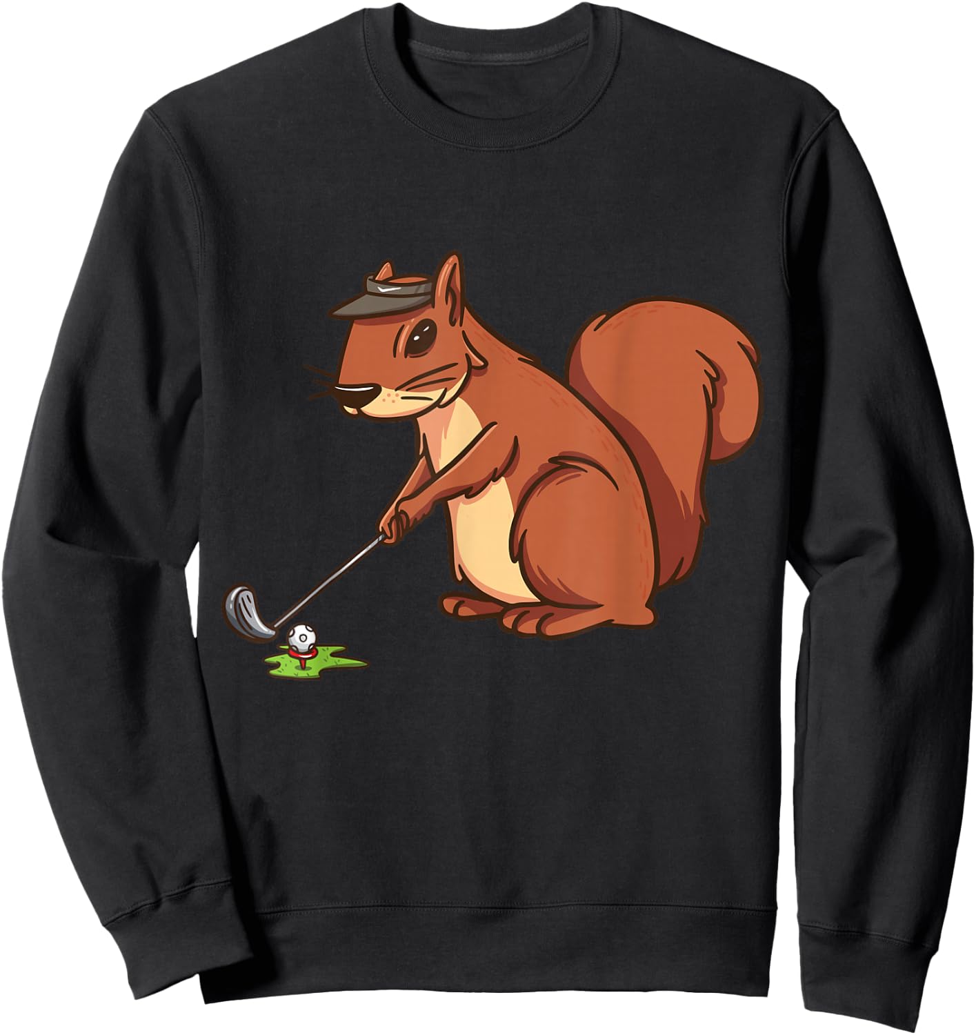 Funny Squirrel Golf Ball Gifts Shirts Women Golfer Sweatshirt - Sweatshirt | Black
