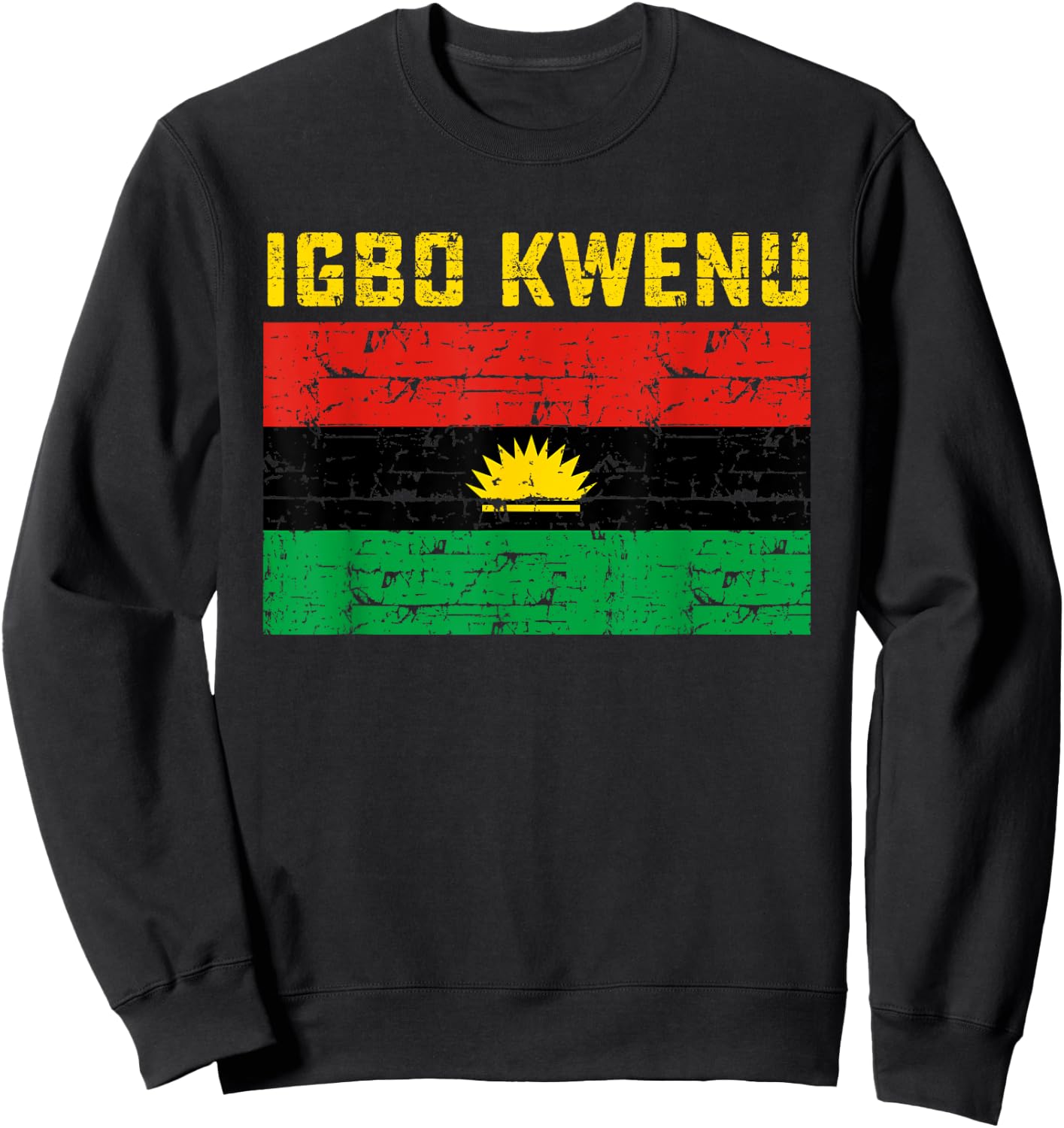 Igbo Kwenu Biafra Biafran Flag Design - Women's Adults Classic Fit Short Sleeve Small Black Polyester 100% Modern Flag Sweatshirt - Sweatshirt | Black