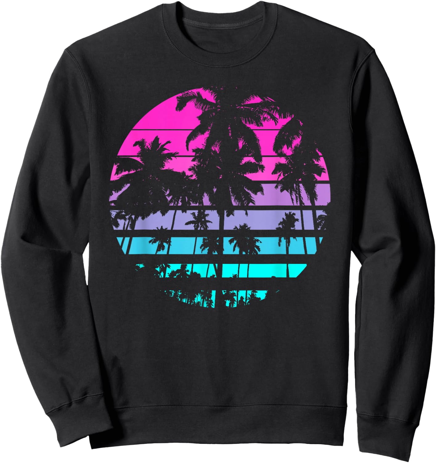 Retro Eighties 80s & 90s Beach Style Design with Palm Trees Sweatshirt - Sweatshirt | Black