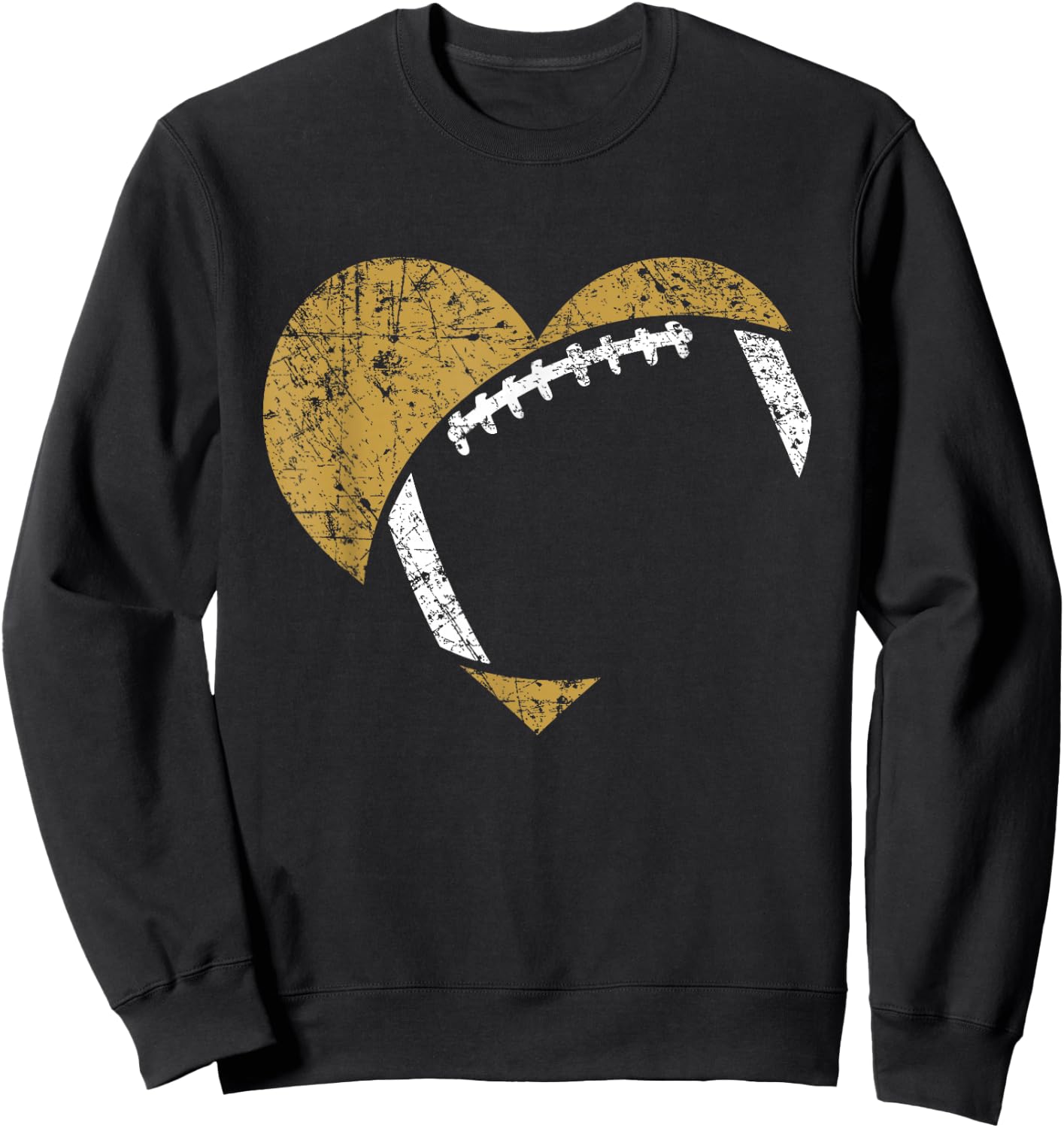 Football Heart Cutout Gold White Team Game Gift Sweatshirt - Sweatshirt | Black