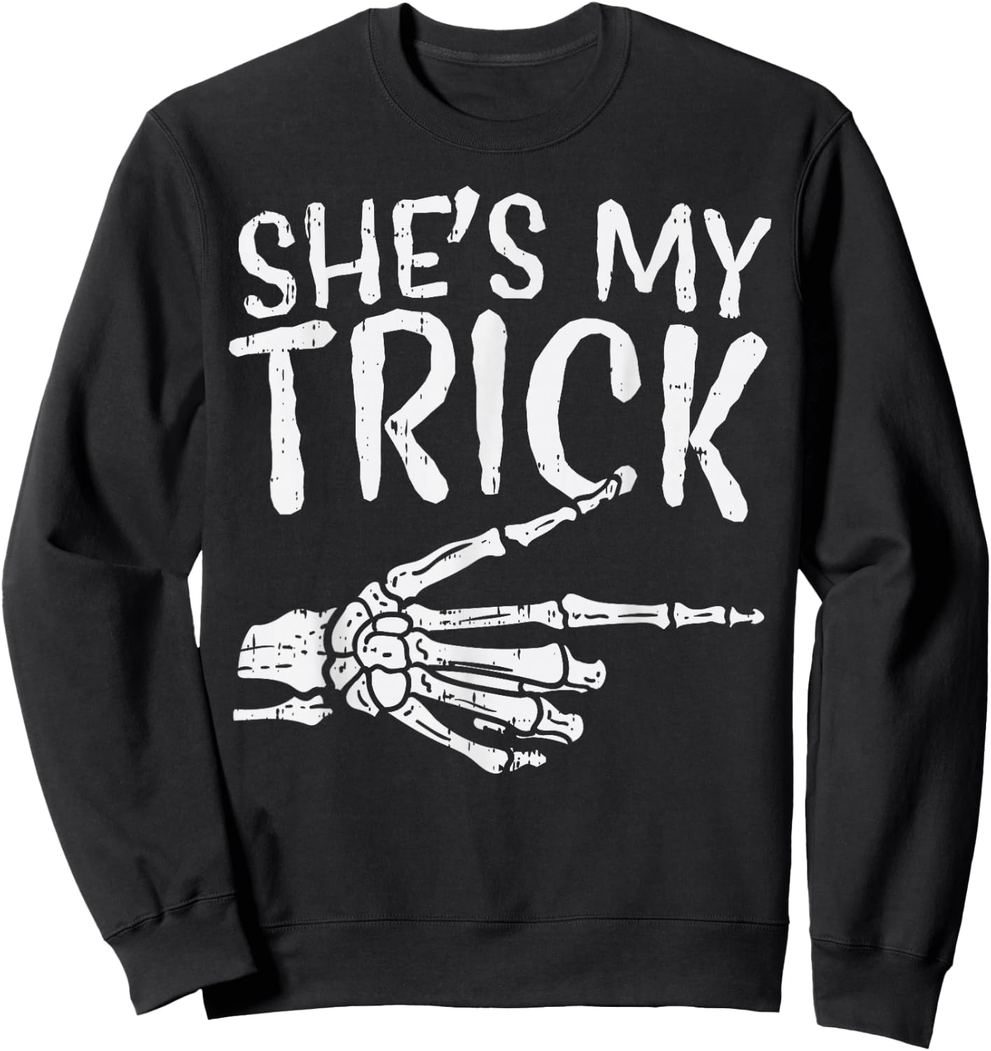 Shes My Trick Matching Couple Halloween Costume Boyfriend Sweatshirt - Sweatshirt | Black